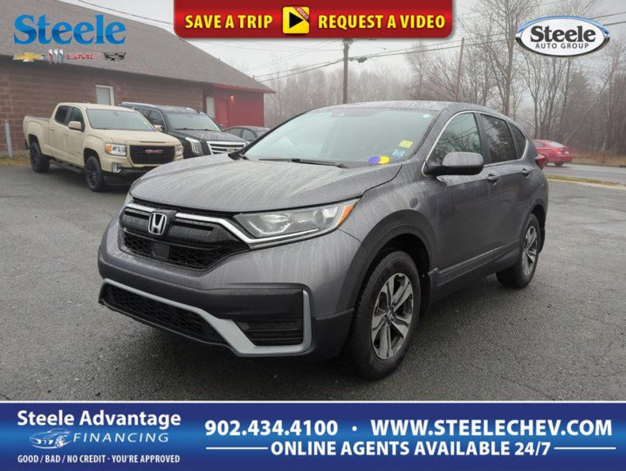 Certified Pre-Owned and ready to go! Our 2020 Honda CR-V LX has been inspected by our technicians, and it comes with a vehicle history report. Certified adds 12Month/12,000 Mile Certified Limited Warranty plus 7 Year/100,000 Mile Powertrain Limited Warranty with Roadside Assistance. Ask us for Details on Specials! Impressively versatile, our 2020 Honda CR-V LX AWD is eager for your next adventure in Modern Steel Metallic! Powered by a TurboCharged 1.5 Litre 4 Cylinder that delivers 190hp connected to a CVT with a dedicated Sport mode. This All Wheel Drive SUV features agile handling as well, and it returns approximately 7.4L/100km on the highway with a bold and athletic design. Just check out our CR-Vs LED lighting, premium alloy wheels, and integrated roofline spoiler. Our LX cabin comes well equipped for busy days with comfortable heated cloth seats, a multifunction steering wheel, automatic climate control, power accessories, and helpful technologies. Highlights include a 5-inch LCD screen, Bluetooth®, and a four-speaker sound system with Pandora compatibility. You can also take advantage of ample cargo space throughout this superior interior. Honda Sensing technology safeguards your travels with intelligent driver assistance from a rearview camera, adaptive cruise control, automatic braking, lane-keeping assistance, forward collision warning, and more. Quality and convenience come together in our compelling CR-V LX. Save this Page and Call for Availability. We Know You Will Enjoy Your Test Drive Towards Ownership! Steele Chevrolet Atlantic Canadas Premier Pre-Owned Super Center. Being a GM Certified Pre-Owned vehicle ensures this unit has been fully inspected fully detailed serviced up to date and brought up to Certified standards. Market value priced for immediate delivery and ready to roll so if this is your next new to your vehicle do not hesitate. Youve dealt with all the rest now get ready to deal with the BEST! Steele Chevrolet Buick GMC Cadillac (902) 434-4100 Metros Premier Credit Specialist Team Good/Bad/New Credit? Divorce? Self-Employed?