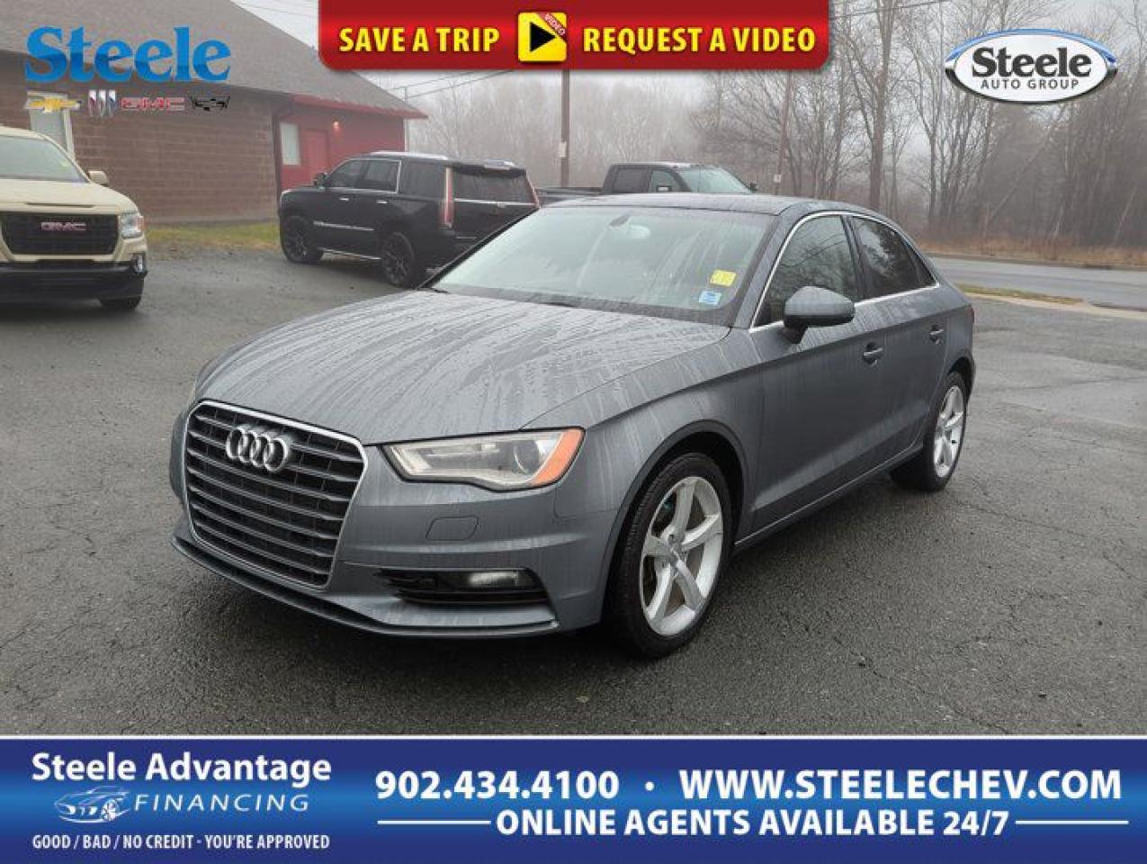 Our stylish 2015 Audi A3 2.0 TDI Komfort Sedan comes to you in Dakota Gray Metallic. Powered by a TurboCharged 2.0 Litre 4 Cylinder Diesel delivering 150hp tethered to a 6 Speed Automatic transmission to send you to 60mph in 8.1 seconds. This Front Wheel Drive compact luxury sedan will wow you with its responsive handling while you appreciate its ability to earn you approximately 5.5L/100km on the highway and relax you with a smooth ride. Our A3 also stands out with svelte styling highlighted by a panoramic sunroof, HID headlamps, LED daytime running lights, and multi-spoke alloy wheels. Our A3 TDis interior pampers you on long drives and offers remarkable versatility thanks to split-folding rear seats and a remarkably large trunk. Some of the many amenities on hand include heated leather front seats with driver-side power-adjustability, a multi-function steering wheel, and automatic climate control. Additionally, the full-color MMI infotainment system with Bluetooth, HD/available satellite radio, an SD card reader, and a superb sound system for your entertainment needs. Our Audi provides confidence and peace of mind with a range of innovative safety technologies. Rain-sensing windshield wipers, advanced airbags, ABS, and stability/traction control are just a few of the features that help keep you safe and secure. Our A3 TDI Komfort is a fantastic sedan! Save this Page and Call for Availability. We Know You Will Enjoy Your Test Drive Towards Ownership! Steele Chevrolet Atlantic Canadas Premier Pre-Owned Super Center. Being a GM Certified Pre-Owned vehicle ensures this unit has been fully inspected fully detailed serviced up to date and brought up to Certified standards. Market value priced for immediate delivery and ready to roll so if this is your next new to your vehicle do not hesitate. Youve dealt with all the rest now get ready to deal with the BEST! Steele Chevrolet Buick GMC Cadillac (902) 434-4100 Metros Premier Credit Specialist Team Good/Bad/New Credit? Divorce? Self-Employed?