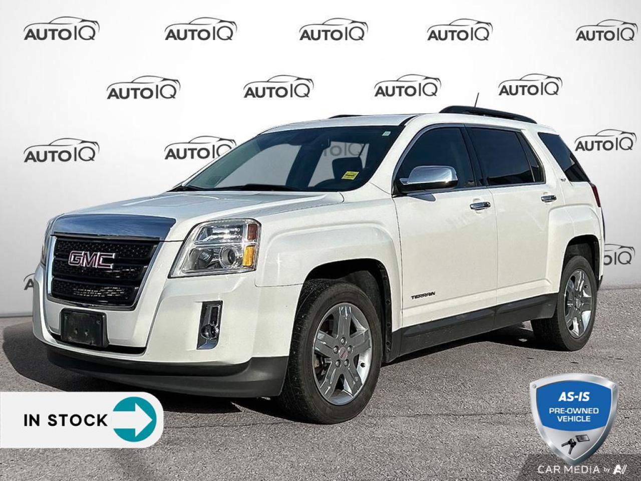 8-Way Power Driver Seat, Chrome Appearance Package, Chrome Door Handles, Chrome Mirror Covers, Heated Front Reclining Bucket Seats, Heated front seats.

Summit White SLT-1
HEATED SEATS | 2.4L | BLUETOOTH | POWER SUNROOF 2013 GMC Terrain SLT-1 HEATED SEATS | 2.4L | BLUETOOTH | POWER SUNROOF 2.4L I4 DI DOHC VVT
6-Speed Automatic Electronic
FWD
<p></p>

<h4>AS-IS PRE-OWNED VEHICLE</h4>

<p>The buyer of this vehicle will be responsible for all costs associated with passing a Ministry of Transportation Safety Inspection, which is needed to license a vehicle in the Province of Ontario. We are offering this vehicle at a reduced price, as the buyer will be responsible for all costs associated with making this vehicle roadworthy. We have not inspected this vehicle mechanically and do not know what repairs/costs are involved in getting it roadworthy. It may or may not have mechanical, cosmetic, safety and/or emissions issues. By allowing you to choose where and how you want the certifications completed, you have an opportunity to save money!</p>

<p>This vehicle is being sold AS-IS, unfit, not e-tested, and is not represented as being in roadworthy condition, mechanically sound or maintained at any guaranteed level of quality. The vehicle may not be fit for use as a means of transportation and may require substantial repairs at the purchasers expense. It may not be possible to register the vehicle to be driven in its current condition. This vehicle does not qualify for AutoIQs 7-Day Money Back Guarantee</p>

<p>SPECIAL NOTE: This vehicle is reserved for AutoIQs retail customers only. Please, no dealer calls. Errors and omissions excepted.</p>

<p>*As-traded, specialty or high-performance vehicles are excluded from the 7-Day Money Back Guarantee Program (including, but not limited to Ford Shelby, Ford mustang GT, Ford Raptor, Chevrolet Corvette, Camaro 2SS, Camaro ZL1, V-Series Cadillac, Dodge/Jeep SRT, Hyundai N Line, all electric models)</p>

<p>INSGMT</p>