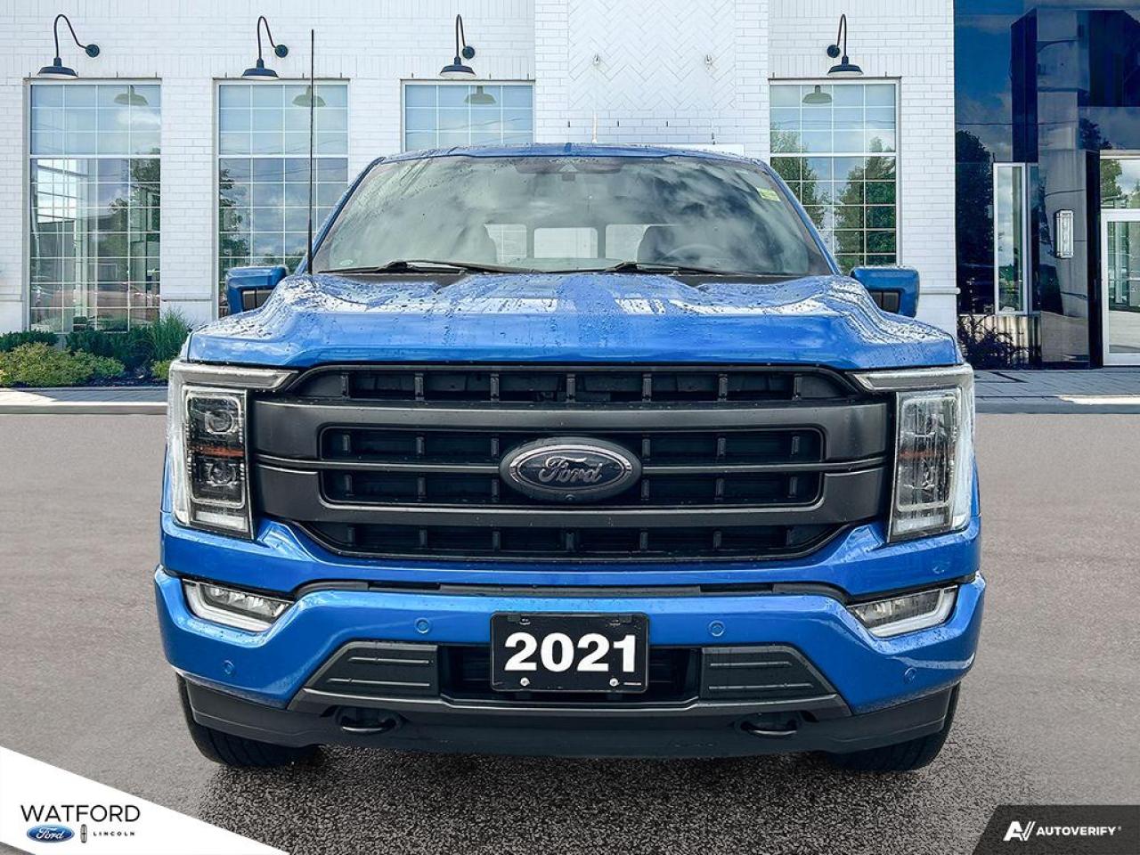 <p> offers a host of high-end features and upgrades to elevate both comfort and capability.

Under the hood</p>
<p> delivering impressive towing capacity and off-road performance. The 502A package enhances the Lariat trim with an array of advanced features</p>
<p> and a larger 12-inch digital instrument cluster for easy access to vehicle data.
- **Advanced Technology**: A **12-inch SYNC 4** touchscreen infotainment system</p>
<p> and a **B&O Sound System by Bang & Olufsen** for an immersive audio experience.
- **Exterior Styling**: Upgraded chrome accents</p>
<p> and a **power tailgate** for added convenience and style.
- **Safety Features**: A comprehensive suite of driver assistance features</p>
<p> and **pre-collision assist** with automatic emergency braking.

The **502A package** further elevates the Lariat by adding features like **dual-zone automatic climate control**</p>
<p> giving the F-150 Lariat a refined yet tough appearance. It offers an optimal combination of high-tech convenience and rugged durability</p>
<p> making it perfect for both work and play.

REASONS TO BUY FROM WATFORD FORD


Best Price First.

Tired of negotiating? No problem! No hassle</p>
<p> best price from the start. Guaranteed!

Brake pads for life.

Receive free brake pads for life of your vehicle when you do all your regular service at Watford Ford.

First oil change covered.

Return to Watford Ford for your complimentary first oil change with your New or Used vehicle.

1 year road hazard tire protection.

Nails</p>
<p> potholes?no worries. $250 coverage per tire for any road hazards.

Secure-guard theft protection.

Four thousand dollars ($4</p>
<p> in the event that your Vehicle is stolen and not recovered and deemed to be a total loss

**Our goal is to maintain 100% accuracy on our listings. However</p>
<p> mistakes may still occur. Please contact us to confirm details**


**ONE KEY POLICY: All used cars come standard with One Key. In instances where the vehicle came with 2 Keys</p>
<a href=http://www.watfordford.com/used/Ford-F150-2021-id11585811.html>http://www.watfordford.com/used/Ford-F150-2021-id11585811.html</a>