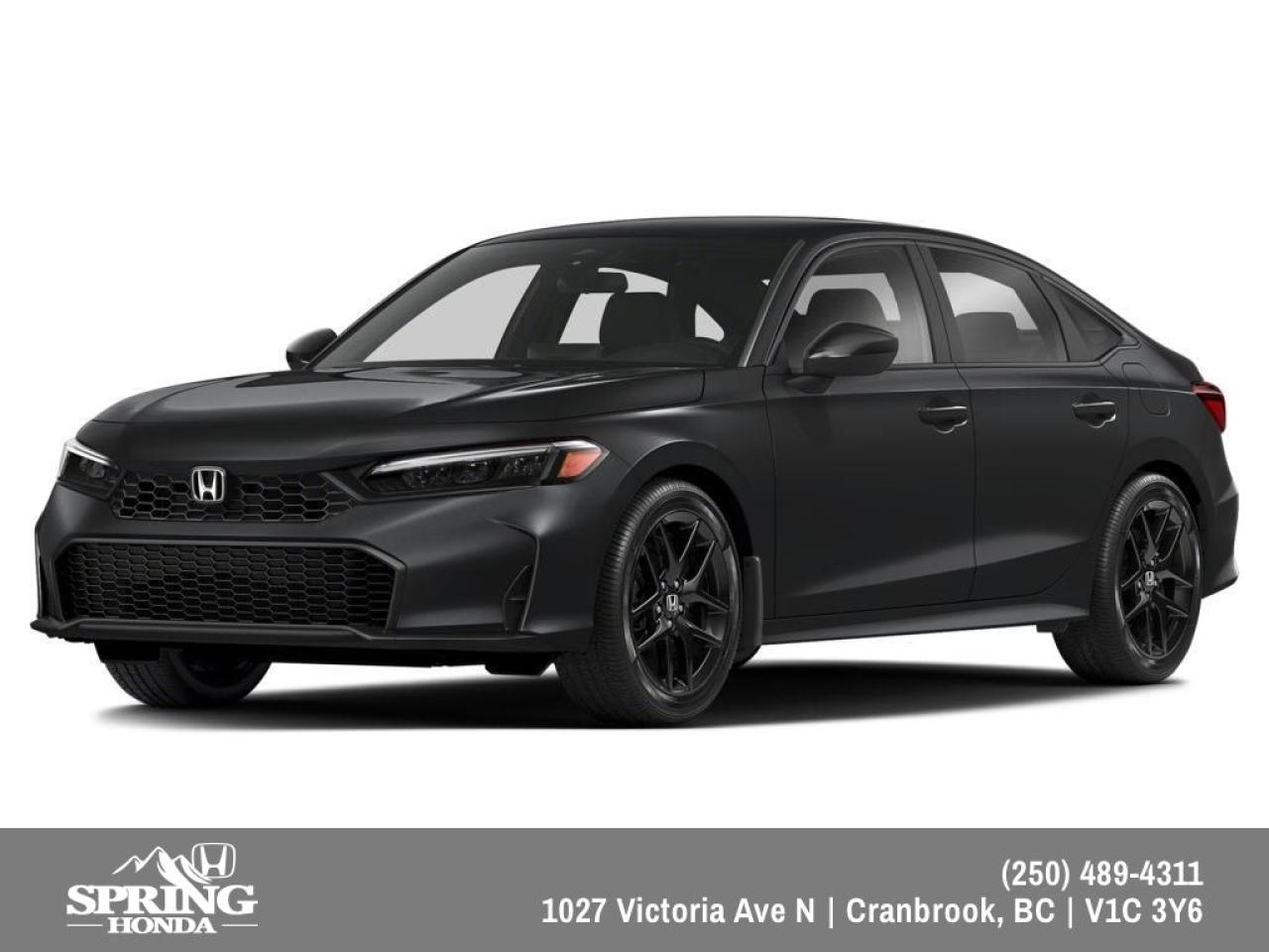 New 2025 Honda Civic Sport PRICE INCLUDES: BLOCK HEATER, ALL SEASON MATS, PAINT PROTECTION FILM, REAR SPLASH GUARDS, PREMIUM PAINT for sale in Cranbrook, BC