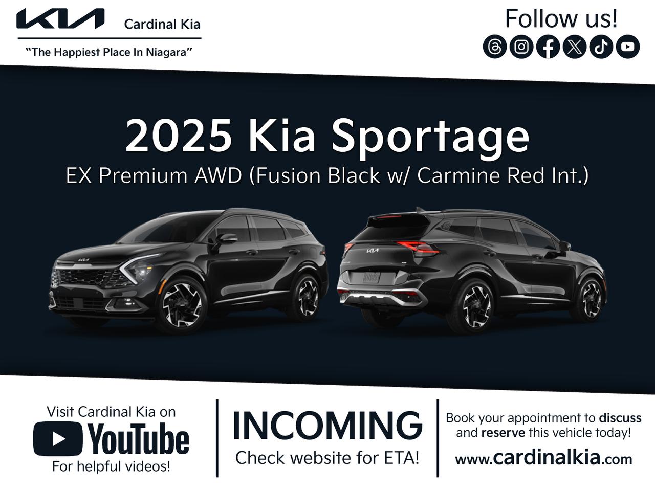 New 2025 Kia Sportage EX Premium - Red Interior for sale in Niagara Falls, ON