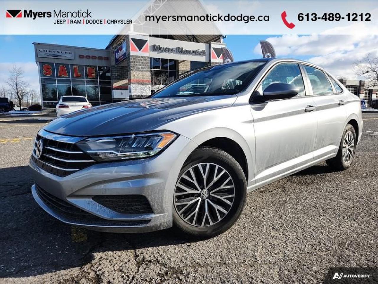 <b>Navigation,  Sunroof,  Blind Spot Detection,  Heated Seats,  Heated Steering Wheel!</b><br> <br>  Compare at $23990 - Our Price is just $23480! <br> <br>   With a very well utilized interior and excellent fit and finish, this 2021 Jetta is simply a pleasure to ride in. This  2021 Volkswagen Jetta is for sale today in Manotick. <br> <br>Redesigned. Not over designed. Rather than adding needless flash, the Jetta has been redesigned for a tasteful, more premium look and feel. One quick glance is all it takes to appreciate the result. Its sporty. Its sleek. It makes a statement without screaming. The overall effect stands out anywhere. Its roomy and well finished interior provides the best of comforts and will help keep this elegant sedan ageless and beautiful for many years to come.This  sedan has 86,031 kms. Its  platinum gray metallic in colour  . It has an automatic transmission and is powered by a  147HP 1.4L 4 Cylinder Engine. <br> <br> Our Jettas trim level is Highline. Upgrade to this Jetta Highline and youll get features like these aluminum wheels, a large Rail2Rail power sunroof, leatherette heated seats and a heated-leather wrapped steering wheel, fully automatic LED headlamps, a larger 8 inch touchscreen infotainment system with  satellite navigation, Android Auto and Apple CarPlay, blind spot monitor with rear traffic alert, cruise control, a proximity key with remote keyless entry, a rear view camera and much more. This vehicle has been upgraded with the following features: Navigation,  Sunroof,  Blind Spot Detection,  Heated Seats,  Heated Steering Wheel,  Led Headlights,  Android Auto. <br> <br>To apply right now for financing use this link : <a href=https://CreditOnline.dealertrack.ca/Web/Default.aspx?Token=3206df1a-492e-4453-9f18-918b5245c510&Lang=en target=_blank>https://CreditOnline.dealertrack.ca/Web/Default.aspx?Token=3206df1a-492e-4453-9f18-918b5245c510&Lang=en</a><br><br> <br/><br> Buy this vehicle now for the lowest weekly payment of <b>$89.73</b> with $0 down for 84 months @ 9.99% APR O.A.C. ( Plus applicable taxes -  and licensing fees   ).  See dealer for details. <br> <br>If youre looking for a Dodge, Ram, Jeep, and Chrysler dealership in Ottawa that always goes above and beyond for you, visit Myers Manotick Dodge today! Were more than just great cars. We provide the kind of world-class Dodge service experience near Kanata that will make you a Myers customer for life. And with fabulous perks like extended service hours, our 30-day tire price guarantee, the Myers No Charge Engine/Transmission for Life program, and complimentary shuttle service, its no wonder were a top choice for drivers everywhere. Get more with Myers! <br>*LIFETIME ENGINE TRANSMISSION WARRANTY NOT AVAILABLE ON VEHICLES WITH KMS EXCEEDING 140,000KM, VEHICLES 8 YEARS & OLDER, OR HIGHLINE BRAND VEHICLE(eg. BMW, INFINITI. CADILLAC, LEXUS...)<br> Come by and check out our fleet of 30+ used cars and trucks and 70+ new cars and trucks for sale in Manotick.  o~o