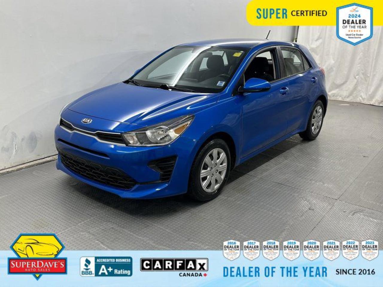 
 This 2021 Kia Rio 5-Door S is equipped with luxury car-level features. Vehicle Stability Management (VSM) Electronic Stability Control (ESC), Variable Intermittent Wipers, Urethane Gear Shifter Material, Torsion Beam Rear Suspension w/Coil Springs. 
 
 Experience a Fully-Loaded Kia Rio 5-Door S 
 Tires: P185/65R15, Tire mobility kit, Streaming Audio, Splash Guards, Smart Device Integration, Single Stainless Steel Exhaust, Side Impact Beams, Seats w/Cloth Back Material, Rigid Cargo Cover, Remote Releases -Inc: Mechanical Fuel, Remote Keyless Entry w/Integrated Key Transmitter, Illuminated Entry, Illuminated Ignition Switch and Panic Button, Redundant Digital Speedometer, Rear Child Safety Locks, Radio: AM/FM/HD/MP3 -inc: 8 display, wireless Android Auto and Apple CarPlay, 6 speakers, USB ports, steering wheel audio remote control, Bluetooth w/voice recognition and front power outlet, Radio w/Seek-Scan, Clock, Speed Compensated Volume Control and Voice Activation, Power Rear Windows, Power 1st Row Windows w/Driver 1-Touch Down, Outboard Front Lap And Shoulder Safety Belts -inc: Rear Centre 3 Point, Height Adjusters and Pretensioners, Manual Tilt Steering Column, Manual Air Conditioning. 


THE SUPER DAVES ADVANTAGE
 
BUY REMOTE - No need to visit the dealership. Through email, text, or a phone call, you can complete the purchase of your next vehicle all without leaving your house!
 
DELIVERED TO YOUR DOOR - Your new car, delivered straight to your door! When buying your car with Super Daves, well arrange a fast and secure delivery. Just pick a time that works for you and well bring you your new wheels!
 
PEACE OF MIND WARRANTY - Every vehicle we sell comes backed with a warranty so you can drive with confidence.
 
EXTENDED COVERAGE - Get added protection on your new car and drive confidently with our selection of competitively priced extended warranties.
 
WE ACCEPT TRADES - We’ll accept your trade for top dollar! We’ll assess your trade in with a few quick questions and offer a guaranteed value for your ride. We’ll even come pick up your trade when we deliver your new car.
 
SUPER CERTIFIED INSPECTION - Every vehicle undergoes an extensive 120 point inspection, that ensure you get a safe, high quality used vehicle every time.
 
FREE CARFAX VEHICLE HISTORY REPORT - If youre buying used, its important to know your cars history. Thats why we provide a free vehicle history report that lists any accidents, prior defects, and other important information that may be useful to you in your decision.
 
METICULOUSLY DETAILED – Buying used doesn’t mean buying grubby. We want your car to shine and sparkle when it arrives to you. Our professional team of detailers will have your new-to-you ride looking new car fresh.
 
(Please note that we make all attempt to verify equipment, trim levels, options, accessories, kilometers and price listed in our ads however we make no guarantees regarding the accuracy of these ads online. Features are populated by VIN decoder from manufacturers original specifications. Some equipment such as wheels and wheels sizes, along with other equipment or features may have changed or may not be present. We do not guarantee a vehicle manual, manuals can be typically found online in the rare event the vehicle does not have one. Please verify all listed information with our dealership in person before purchase. The sale price does not include any ongoing subscription based services such as Satellite Radio. Any software or hardware updates needed to run any of these systems would also be the responsibility of the client. All listed payments are OAC which means On Approved Credit and are estimated without taxes and fees as these may vary from deal to deal, taxes and fees are extra. As these payments are based off our lenders best offering they may be subject to change without notice. Please ensure this vehicle is ready to be viewed at the dealership by making an appointment with our sales staff. We cannot guarantee this vehicle will be on premises and ready for viewing unless and appointment has been made.)
