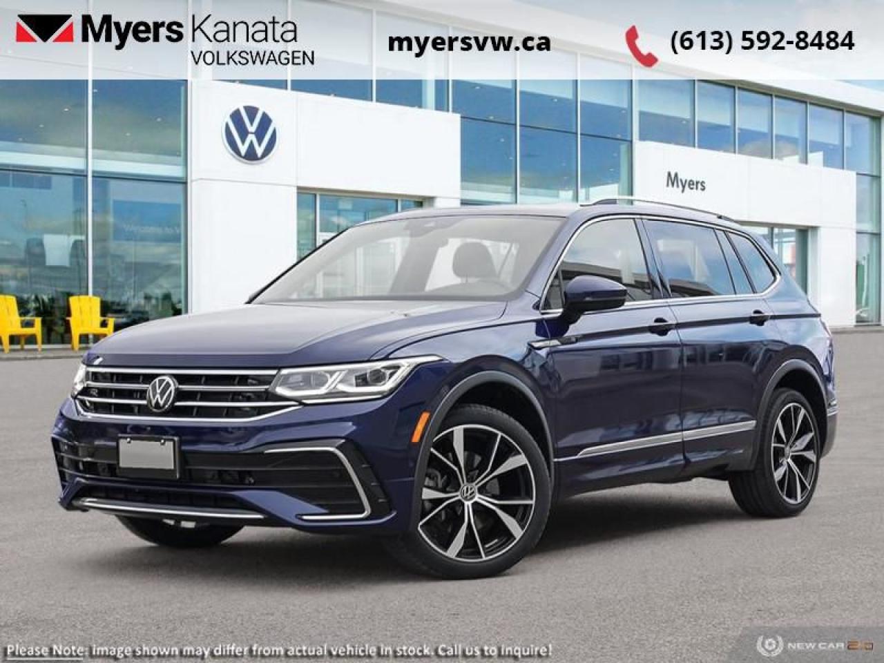 <b>Leather Seats!</b><br> <br> <br> <br>  The VW Tiguan aces real-world utility with its excellent outward vision, comfortable interior, and supreme on road capabilities. <br> <br>Whether its a weekend warrior or the daily driver this time, this 2024 Tiguan makes every experience easier to manage. Cutting edge tech, both inside the cabin and under the hood, allow for safe, comfy, and connected rides that keep the whole party going. The crossover of the future is already here, and its called the Tiguan.<br> <br> This atlantic blue SUV  has an automatic transmission and is powered by a  2.0L I4 16V GDI DOHC Turbo engine.<br> <br> Our Tiguans trim level is Highline R-Line. This range-topping Tiguan Highline R-Line is fully-loaded with ventilated and heated leather-wrapped seats with power adjustment, lumbar support and memory function, a heated leather-wrapped steering wheel, an 8-speaker Fender audio system with a subwoofer, adaptive cruise control, a 360-camera with aerial view, park distance control with automated parking sensors, and remote engine start. Additional features include an express open/close sunroof with tilt and slide functions and a power sunshade, rain detecting wipers with heated jets, a power liftgate, 4G LTE mobile hotspot internet access, and an 8-inch infotainment screen with satellite navigation, wireless Apple CarPlay and Android Auto, and SiriusXM streaming radio. Safety features also include blind spot detection, lane keep assist, lane departure warning, VW Car-Net Safe & Secure, forward and rear collision mitigation, and autonomous emergency braking. This vehicle has been upgraded with the following features: Leather Seats. <br><br> <br>To apply right now for financing use this link : <a href=https://www.myersvw.ca/en/form/new/financing-request-step-1/44 target=_blank>https://www.myersvw.ca/en/form/new/financing-request-step-1/44</a><br><br> <br/>    5.99% financing for 84 months. <br> Buy this vehicle now for the lowest bi-weekly payment of <b>$376.46</b> with $0 down for 84 months @ 5.99% APR O.A.C. ( taxes included, $1071 (OMVIC fee, Air and Tire Tax, Wheel Locks, Admin fee, Security and Etching) is included in the purchase price.    ).  Incentives expire 2025-01-02.  See dealer for details. <br> <br> <br>LEASING:<br><br>Estimated Lease Payment: $304 bi-weekly <br>Payment based on 4.99% lease financing for 48 months with $0 down payment on approved credit. Total obligation $31,702. Mileage allowance of 16,000 KM/year. Offer expires 2025-01-02.<br><br><br>Call one of our experienced Sales Representatives today and book your very own test drive! Why buy from us? Move with the Myers Automotive Group since 1942! We take all trade-ins - Appraisers on site!<br> Come by and check out our fleet of 20+ used cars and trucks and 100+ new cars and trucks for sale in Kanata.  o~o