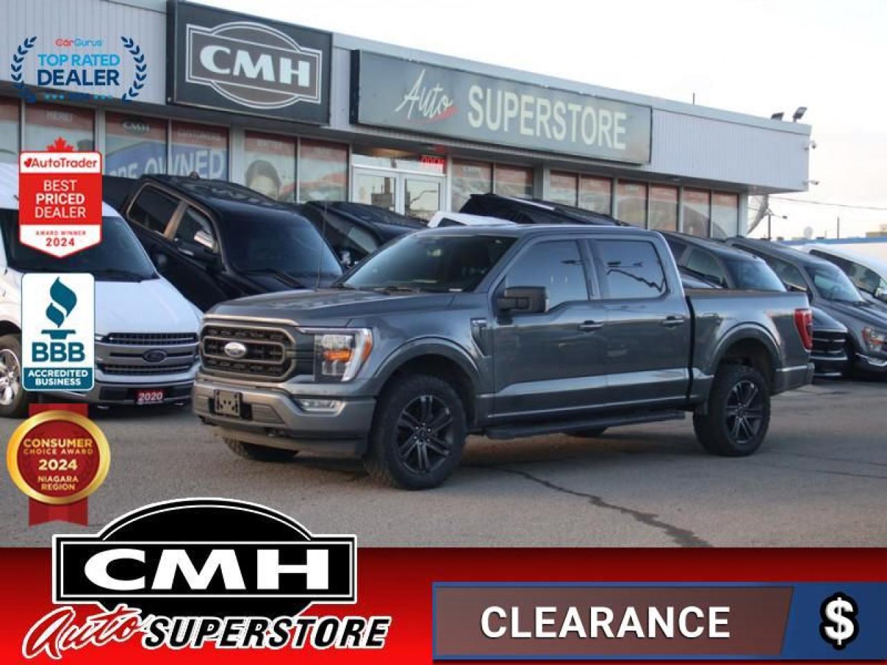 <b>3.5L V6 ECOBOOST !! CREW 4X4 !!  20-INCH ALLOYS !! MAX TOW PACKAGE !! REAR CAMERA, PARKING SENSORS, BLIND SPOT, LANE KEEPING, COLLISION SENSORS, APPLE CARPLAY, ANDROID AUTO, BUCKET SEATS WITH CENTRE CONSOLE, POWER DRIVER SEAT, HEATED SEATS, REMOTE START, </b><br>  <br>CMH certifies that all vehicles meet DOUBLE the Ministry standards for Brakes and Tires<br><br> <br>    This  2022 Ford F-150 is for sale today. <br> <br>The perfect truck for work or play, this versatile Ford F-150 gives you the power you need, the features you want, and the style you crave! With high-strength, military-grade aluminum construction, this F-150 cuts the weight without sacrificing toughness. The interior design is first class, with simple to read text, easy to push buttons and plenty of outward visibility. With productivity at the forefront of design, the F-150 makes use of every single component was built to get the job done right!This  Crew Cab 4X4 pickup  has 167,612 kms. Its  grey in colour  . It has an automatic transmission and is powered by a  400HP 3.5L V6 Cylinder Engine. <br> <br> Our F-150s trim level is XLT. Upgrading to the class leader, this Ford F-150 XLT comes very well equipped with remote keyless entry and remote engine start, dynamic hitch assist, Ford Co-Pilot360 that features lane keep assist, pre-collision assist and automatic emergency braking. Enhanced features include aluminum wheels, chrome exterior accents, SYNC 3 with enhanced voice recognition, Apple CarPlay and Android Auto, FordPass Connect 4G LTE, steering wheel mounted cruise control, a powerful audio system, cargo box lights, power door locks and a rear view camera to help when backing out of a tight spot. This vehicle has been upgraded with the following features: Remote Start,  Apple Carplay,  Android Auto,  Aluminum Wheels,  Ford Co-pilot360,  Dynamic Hitch Assist,  Lane Keep Assist. <br> To view the original window sticker for this vehicle view this <a href=http://www.windowsticker.forddirect.com/windowsticker.pdf?vin=1FTFW1E84NFB72050 target=_blank>http://www.windowsticker.forddirect.com/windowsticker.pdf?vin=1FTFW1E84NFB72050</a>. <br/><br> <br>To apply right now for financing use this link : <a href=https://www.cmhniagara.com/financing/ target=_blank>https://www.cmhniagara.com/financing/</a><br><br> <br/><br>Trade-ins are welcome! Financing available OAC ! Price INCLUDES a valid safety certificate! Price INCLUDES a 60-day limited warranty on all vehicles except classic or vintage cars. CMH is a Full Disclosure dealer with no hidden fees. We are a family-owned and operated business for over 30 years! o~o