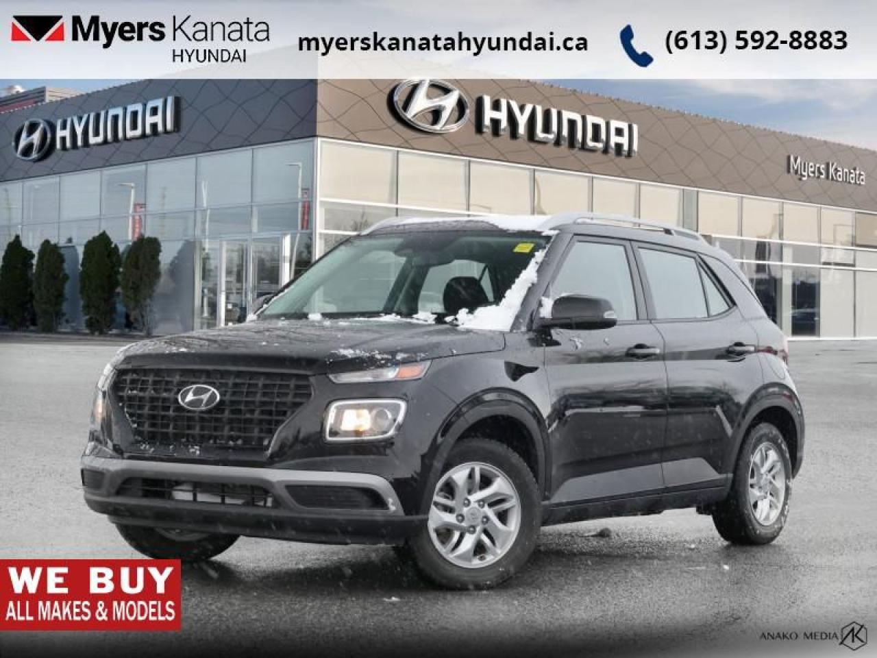 <b>Heated Seats,  Heated Steering Wheel,  Apple CarPlay,  Android Auto,  Remote Start!</b><br> <br>    From the first step inside the 2024 Hyundai Venue youll enjoy the features that make the cabin space your favourite place to be. This  2024 Hyundai Venue is fresh on our lot in Kanata. <br> <br>With an amazing, urban sized footprint, plus a massive amount of cargo space, this 2024 Venue can do it all. Whether you need a grocery getter, kid hauler, or an errand runner, this 2024 Venue is ready to turn everything into an adventure. This modern Venue has a bold yet sophisticated SUV profile that radiates road presence and allows you to express your unique sense of style. This  SUV has 19,085 kms. Its  abyss black in colour  . It has an automatic transmission and is powered by a  121HP 1.6L 4 Cylinder Engine. <br> <br> Our Venues trim level is Preferred. This Venue Preferred steps it up with blind spot detection, remote engine start, roof rack rails, and a heated steering wheel, along with heated front seats, 60-40 folding rear seats, remote keyless entry, power heated side mirrors, automatic high beams, front and rear cupholders, and an 8-inch touchscreen with wireless Apple CarPlay and Android Auto. Safety features include lane keeping assist, lane departure warning, forward collision avoidance, driver monitoring alert, and a rear view camera. This vehicle has been upgraded with the following features: Heated Seats,  Heated Steering Wheel,  Apple Carplay,  Android Auto,  Remote Start,  Blind Spot Detection,  Lane Keep Assist. <br> <br>To apply right now for financing use this link : <a href=https://www.myerskanatahyundai.com/finance/ target=_blank>https://www.myerskanatahyundai.com/finance/</a><br><br> <br/><br>Smart buyers buy at Myers where all cars come Myers Certified including a 1 year tire and road hazard warranty (some conditions apply, see dealer for full details.)<br> <br>This vehicle is located at Myers Kanata Hyundai 400-2500 Palladium Dr Kanata, Ontario.<br>*LIFETIME ENGINE TRANSMISSION WARRANTY NOT AVAILABLE ON VEHICLES WITH KMS EXCEEDING 140,000KM, VEHICLES 8 YEARS & OLDER, OR HIGHLINE BRAND VEHICLE(eg. BMW, INFINITI. CADILLAC, LEXUS...)<br> Come by and check out our fleet of 20+ used cars and trucks and 60+ new cars and trucks for sale in Kanata.  o~o