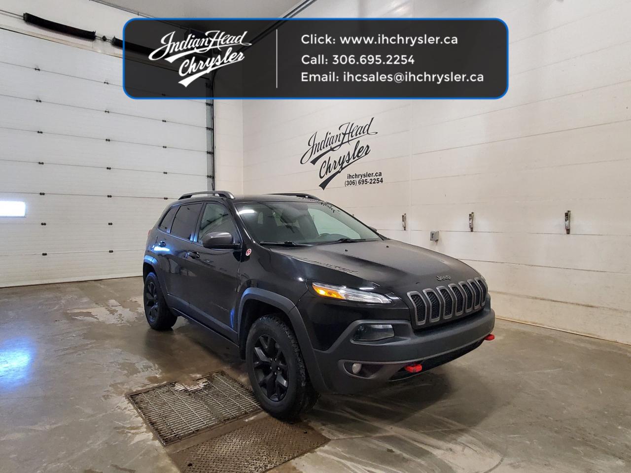 <b>Off-Road Suspension,  Leather Seats,  Aluminum Wheels,  Rear View Camera,  UConnect!</b><br> <br>  On sale now! This vehicle was originally listed at $22785.  Weve marked it down to $19995. You save $2790.   The 2018 Jeep Cherokee is an affordable mid-size SUV thats equal parts capable, stylish, and very comfortable. This  2018 Jeep Cherokee is fresh on our lot in Indian Head. <br> <br>When the freedom to explore arrives alongside exceptional value, the world opens up to offer endless opportunities. This is what you can expect with this 2018 Jeep Cherokee. With an exceptionally smooth ride and an award-winning interior, the Cherokee can take you anywhere in comfort and style. Experience adventure and discover new territories with the unique and authentically crafted Jeep Cherokee, a major player in Canadas best-selling SUV brand. This  SUV has 172,389 kms. Its  black in colour  . It has a 9 speed automatic transmission and is powered by a  271HP 3.2L V6 Cylinder Engine.  <br> <br> Our Cherokees trim level is Trailhawk. Travel in style with this off-road-ready Cherokee Trailhawk. It comes loaded with 4-wheel drive capability, aluminum wheels and off-road suspension, skid plates, leather seats, Uconnect 3C with a 8.4 inch screen, a rearview camera, keyless entry and much more. This vehicle has been upgraded with the following features: Off-road Suspension,  Leather Seats,  Aluminum Wheels,  Rear View Camera,  Uconnect,  Remote Keyless Entry. <br> To view the original window sticker for this vehicle view this <a href=http://www.chrysler.com/hostd/windowsticker/getWindowStickerPdf.do?vin=1C4PJMBXXJD504983 target=_blank>http://www.chrysler.com/hostd/windowsticker/getWindowStickerPdf.do?vin=1C4PJMBXXJD504983</a>. <br/><br> <br>To apply right now for financing use this link : <a href=https://www.indianheadchrysler.com/finance/ target=_blank>https://www.indianheadchrysler.com/finance/</a><br><br> <br/><br>At Indian Head Chrysler Dodge Jeep Ram Ltd., we treat our customers like family. That is why we have some of the highest reviews in Saskatchewan for a car dealership!  Every used vehicle we sell comes with a limited lifetime warranty on covered components, as long as you keep up to date on all of your recommended maintenance. We even offer exclusive financing rates right at our dealership so you dont have to deal with the banks.
You can find us at 501 Johnston Ave in Indian Head, Saskatchewan-- visible from the TransCanada Highway and only 35 minutes east of Regina. Distance doesnt have to be an issue, ask us about our delivery options!

Call: 306.695.2254<br> Come by and check out our fleet of 20+ used cars and trucks and 80+ new cars and trucks for sale in Indian Head.  o~o