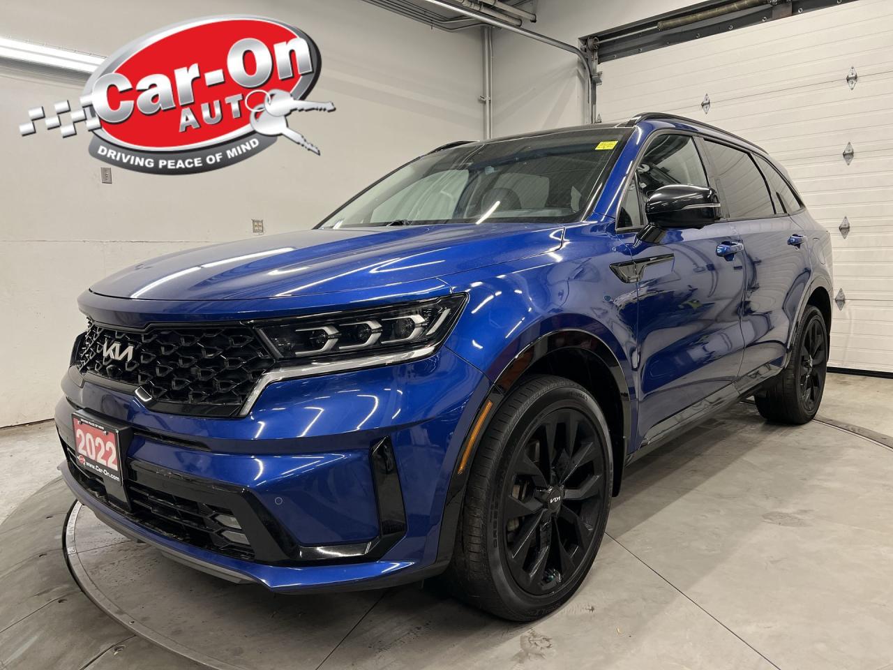 TOP OF THE LINE 6-PASSENGER ALL-WHEEL DRIVE SX IN STUNNING SAPPHIRE BLUE W/ 281HP TURBOCHARGED ENGINE! Leather, panoramic sunroof, heated/cooled front seats & premium heated 2nd row captains chairs, heated steering, remote start, 360 camera w/ front & rear park sensors, 10.25-inch touchscreen w/ navigation, Apple CarPlay/Android Auto, heads-up display, blind spot camera, rear cross-traffic alert, lane-keep assist, pre-collision system, adaptive cruise control, highway driving assist, 20-inch black alloys, Bose premium audio, power seats w/ driver memory, power liftgate, dual-zone climate control, rain-sensing wipers, automatic headlights w/ auto highbeams, ambient lighting, rear sunshades, keyless entry w/ push start, leather-wrapped steering wheel, Bluetooth and Sirius XM!