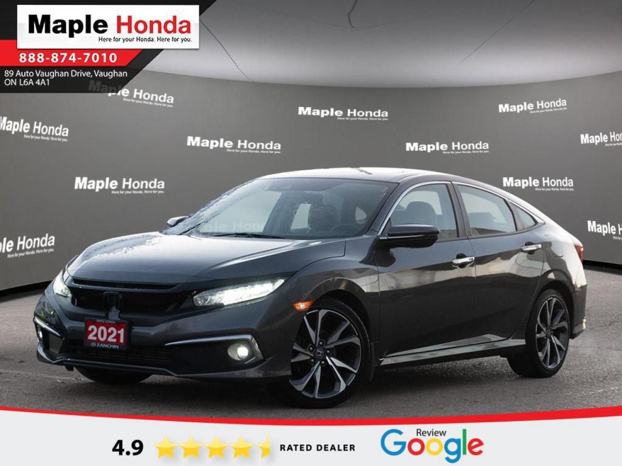 Black Leather.
2021 Honda Civic Touring Leather| Sunroof | Auto Start | Honda Sensing


Touring Leather| Sunroof | Auto Start | Honda Sensing FWD CVT 1.5L I4 DOHC 16V


Why Buy from Maple Honda? REVIEWS: Why buy an used car from Maple Honda? Our reviews will answer the question for you. We have over 2,500 Google reviews and have an average score of 4.9 out of a possible 5. Who better to trust when buying an used car than the people who have already done so? DEPENDABLE DEALER: The Zanchin Group of companies has been providing new and used vehicles in Vaughan for over 40 years. Since 1973 our standards of excellent service and customer care has enabled us to grow to over 34 stores in the Great Toronto area and beyond. Still family owned and still providing exceptional customer care. WARRANTY / PROTECTION: Buying an used vehicle from Maple Honda is always a safe and sound investment. We know you want to be confident in your choice and we want you to be fully satisfied. That’s why ALL our used vehicles come with our limited warranty peace of mind package included in the price. No questions, no discussion - 30 days safety related items only. From the day you pick up your new car you can rest assured that we have you covered. TRADE-INS: We want your trade! Looking for the best price for your car? Our trade-in process is simple, quick and easy. You get the best price for your car with a transparent, market-leading value within a few minutes whether you are buying a new one from us or not. Our Used Sales Department is ALWAYS in need of fresh vehicles. Selling your car? Contact us for a value that will make you happy and get paid the same day. Https:/www.maplehonda.com.

Easy to buy, easy for servicing. You can find us in the Maple Auto Mall on Jane Street north of Rutherford. We are close both Canada’s Wonderland and Vaughan Mills shopping centre. Easy to call in while you are shopping or visiting Wonderland, Maple Honda provides used Honda cars and trucks to buyers all over the GTA including, Toronto, Scarborough, Vaughan, Markham, and Richmond Hill. Our low used car prices attract buyers from as far away as Oshawa, Pickering, Ajax, Whitby and even the Mississauga and Oakville areas of Ontario. We have provided amazing customer service to Honda vehicle owners for over 40 years. As part of the Zanchin Auto group we offer dependable service and excellent customer care. We are here for you and your Honda.