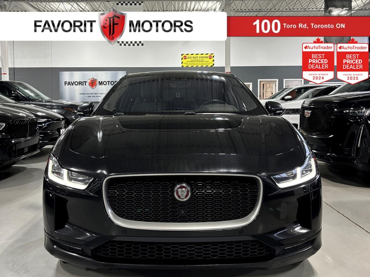 **SUMMER SPECIAL!** FIRST EDITION, FULLY ELECTRIC, FEATURING : HEADS UP DISPLAY, MULTICOLOUR AMBIENT LIGHTING, DYNAMIC MODE, FULL GLASS PANORAMIC ROOF, JAGUAR LED TECHNOLOGY HEADLIGHTS, PERFORMANCE DISPLAYS, MULTI DRIVE MODES, HEIGHT ADJUSTABLE SUSPENSION, DIGITAL GAUGE CLUSTER NAVIGATION DISPLAY, HIGHLY EQUIPPED, VERY CLEAN! FINISHED IN BLACK ON MATCHING BLACK INTERIOR, STITCHED LEATHER SEATS, HEATED/COOLED SEATS, REAR HEATED SEATS, HEATED STEERING WHEEL, NAVIGATION SYSTEM, BACKUP CAMERA, PARKING SENSORS, COLLISION AVOIDANCE, EMERGENCY LANE KEEPING, STEERING ASSISTANCE, DRIVER CONDITION MONITOR, AM, FM, SATELLITE, APPLECARPLAY, ANDROIDAUTO, BROWSER, BLUETOOTH, ALLOYS, STEERING WHEEL CONTROLS, PREMIUM MERIDIAN SURROUND SOUND SYSTEM, POWER OPTIONS, POWER TRUNK, AND MUCH MORE!!!

**As per OMVIC regulations, this vehicle is not drivable, not certified and not e-tested. Certification is available for $899.** All our vehicles are in excellent condition and have been fully inspected by an in-house licensed mechanic.

The advertised price is a finance only price, if you wish to purchase the vehicle for cash additional $2,000 surcharge will apply. Applicable prices and special offers are subject to change with or without notice and shall be at the full discretion of Favorit Motors.