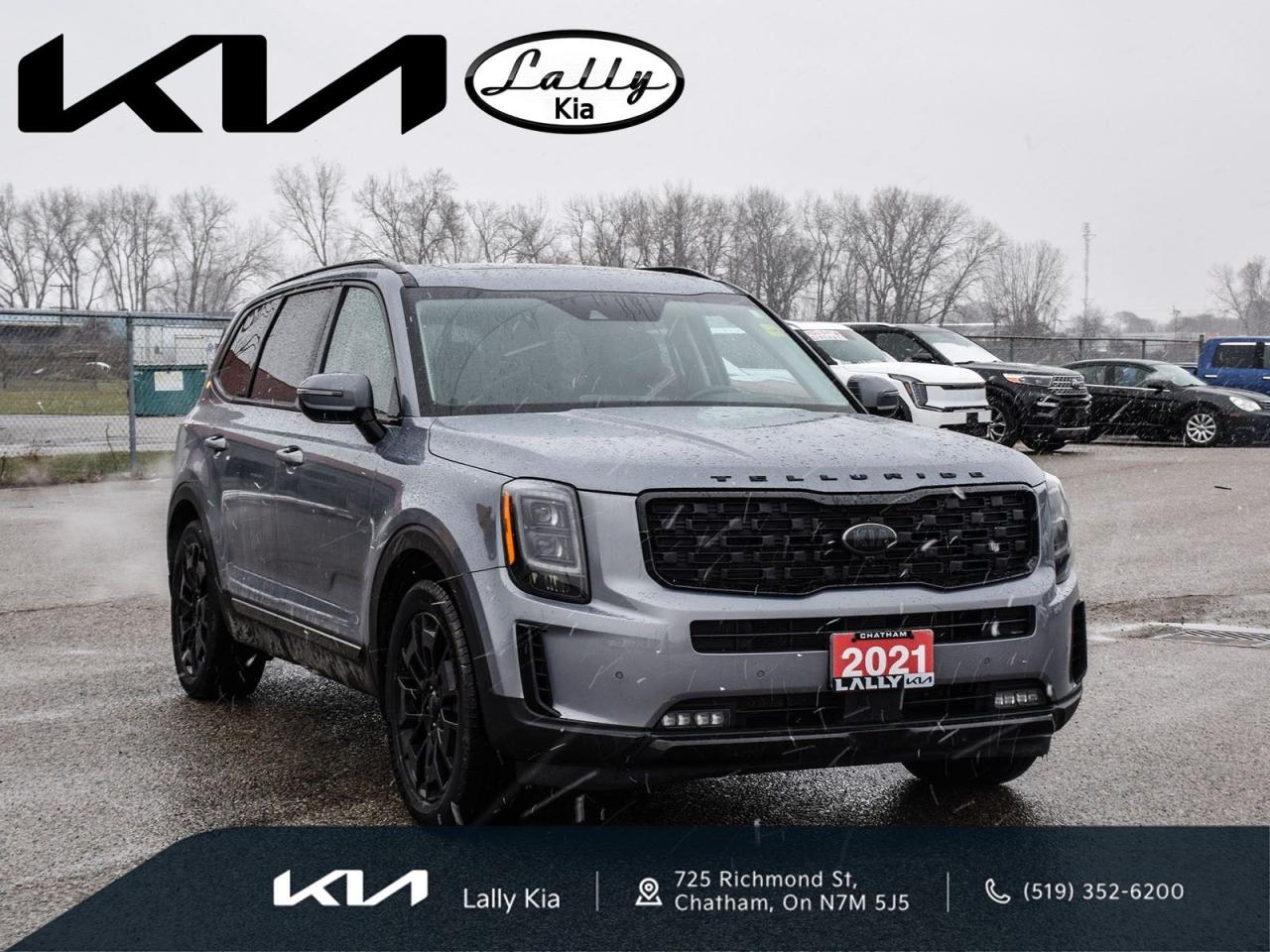 Used 2021 Kia Telluride Nightsky NIGHTSKY, ALLOY WHEELS, APPLE CARPLAY & ANDROID AUTO, HEATED & AIR COOLED CAPTAIN SEATS, HEATED STEERING WHEEL, MEMORY SEAT, NAVIGATION SYSTEM, POWER L for sale in Chatham, ON