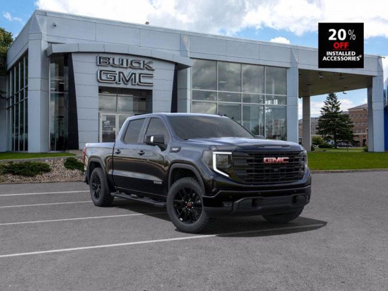 <b>Trailering Package,  Heated Seats,  Heated Steering Wheel,  Remote Start,  Climate Control!</b><br> <br>   This 2025 Sierra 1500 is engineered for ultra-premium comfort, offering high-tech upgrades, beautiful styling, authentic materials and thoughtfully crafted details. <br> <br>This 2025 GMC Sierra 1500 stands out in the midsize pickup truck segment, with bold proportions that create a commanding stance on and off road. Next level comfort and technology is paired with its outstanding performance and capability. Inside, the Sierra 1500 supports you through rough terrain with expertly designed seats and robust suspension. This amazing 2025 Sierra 1500 is ready for whatever.<br> <br> This void blk Crew Cab 4X4 pickup   has an automatic transmission and is powered by a  355HP 5.3L 8 Cylinder Engine.<br> <br> Our Sierra 1500s trim level is Elevation. Upgrading to this trim rewards you with a black gloss grille and unique aluminum wheels, a massive 13.4 inch touchscreen display with wireless Apple CarPlay and Android Auto, wireless streaming audio, SiriusXM, plus a 4G LTE hotspot. Additionally, this pickup truck also features IntelliBeam LED headlights, remote engine start, forward collision warning and lane keep assist, a trailer-tow package, LED cargo area lighting, teen driver technology plus so much more! This vehicle has been upgraded with the following features: Trailering Package,  Heated Seats,  Heated Steering Wheel,  Remote Start,  Climate Control,  Hitch Guidance,  Lane Keep Assist. <br><br> <br>To apply right now for financing use this link : <a href=https://www.taylorautomall.com/finance/apply-for-financing/ target=_blank>https://www.taylorautomall.com/finance/apply-for-financing/</a><br><br> <br/> Weve discounted this vehicle $3500. See dealer for details. <br> <br>HST, licensing, and Federal luxury tax (if applicable) are extra. <br><br> Come by and check out our fleet of 80+ used cars and trucks and 180+ new cars and trucks for sale in Kingston.  o~o