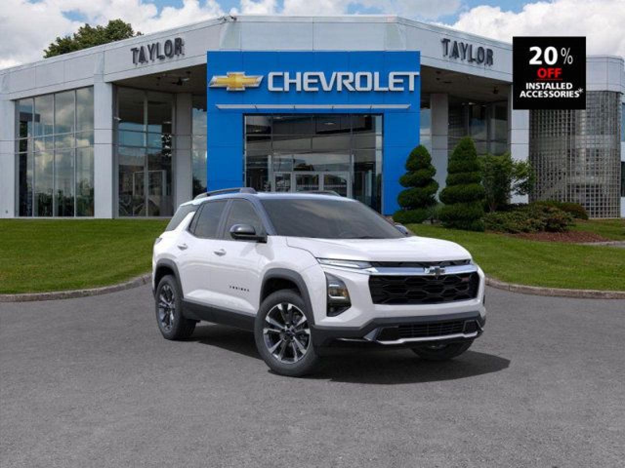 <b>Wireless Charging,  Power Liftgate,  Heated Seats,  Heated Steering Wheel,  Remote Start!</b><br> <br>   With plenty of cargo and passenger space, plus all the cool features you expect of a modern family vehicle, this 2025 Chevrolet Equinox is an easy choice for your adventure vehicle. <br> <br>This extremely competent Chevy Equinox is a rewarding SUV that doubles down on versatility, practicality and all-round reliability. The dazzling exterior styling is sure to turn heads, while the well-equipped interior is put together with great quality, for a relaxing ride every time. This 2025 Equinox is sure to be loved by the whole family.<br> <br> This iridescent pearl tricoat SUV  has an automatic transmission and is powered by a   1.5L 4 Cylinder Engine.<br> <br> Our Equinoxs trim level is RS. Standard features include wireless charging for mobile devices, a power liftgate for rear cargo access, heated front seats, a heated steering wheel, wireless Apple CarPlay and Android Auto, remote engine start, and adaptive cruise control. Safety features also include lane keeping assist with lane departure warning, rear park assist, front pedestrian braking, and collision alert. This vehicle has been upgraded with the following features: Wireless Charging,  Power Liftgate,  Heated Seats,  Heated Steering Wheel,  Remote Start,  Adaptive Cruise Control,  Blind Spot Detection. <br><br> <br>To apply right now for financing use this link : <a href=https://www.taylorautomall.com/finance/apply-for-financing/ target=_blank>https://www.taylorautomall.com/finance/apply-for-financing/</a><br><br> <br/> Weve discounted this vehicle $1250. See dealer for details. <br> <br> <br>LEASING:<br><br>Estimated Lease Payment: $297 bi-weekly <br>Payment based on 6.9% lease financing for 60 months with $0 down payment on approved credit. Total obligation $38,685. Mileage allowance of 16,000 KM/year. Offer expires 2025-01-31.<br><br><br>HST, licensing, and Federal luxury tax (if applicable) are extra. <br><br> Come by and check out our fleet of 70+ used cars and trucks and 190+ new cars and trucks for sale in Kingston.  o~o