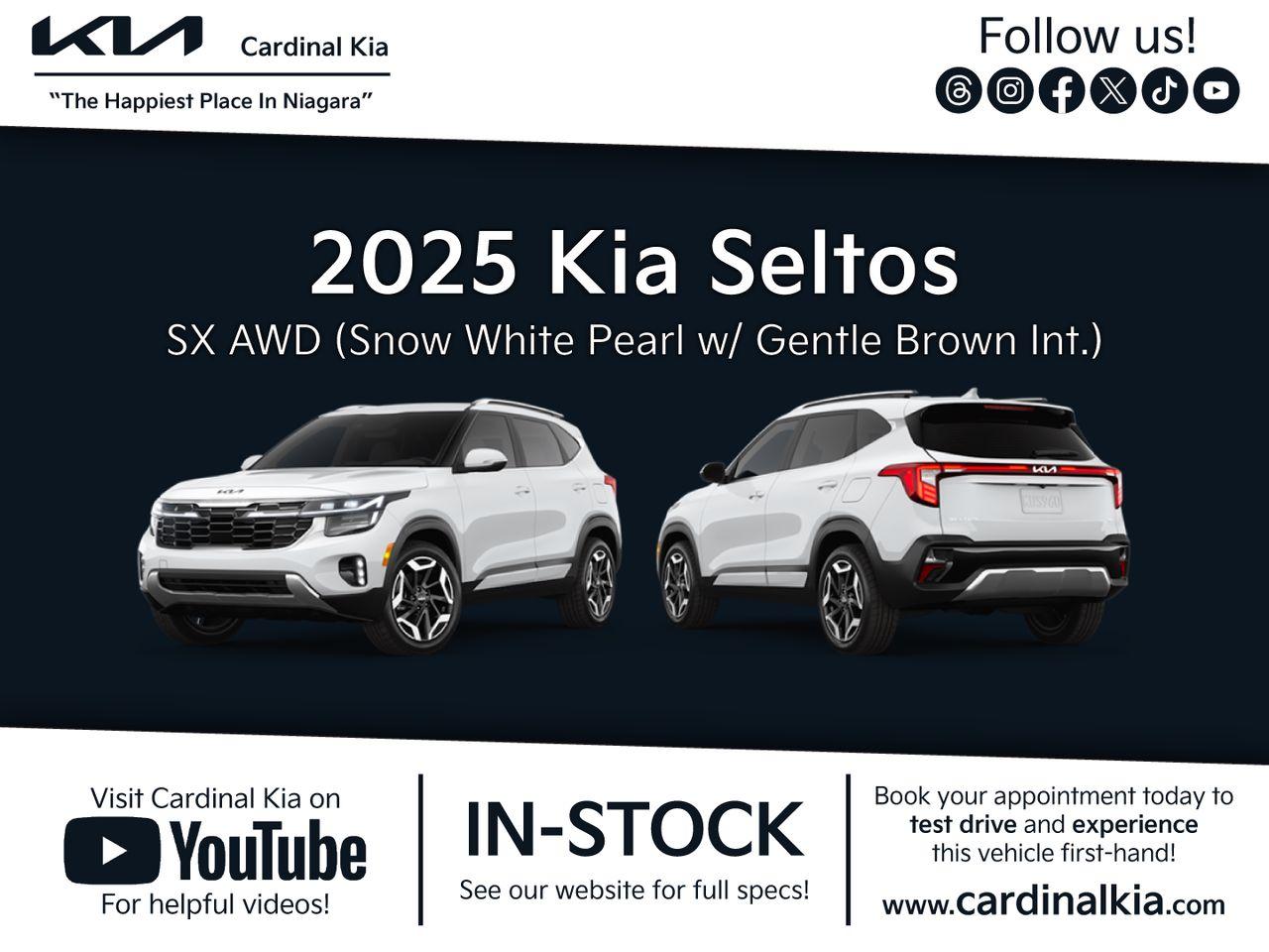 New 2025 Kia Seltos SX - Brown Interior for sale in Niagara Falls, ON