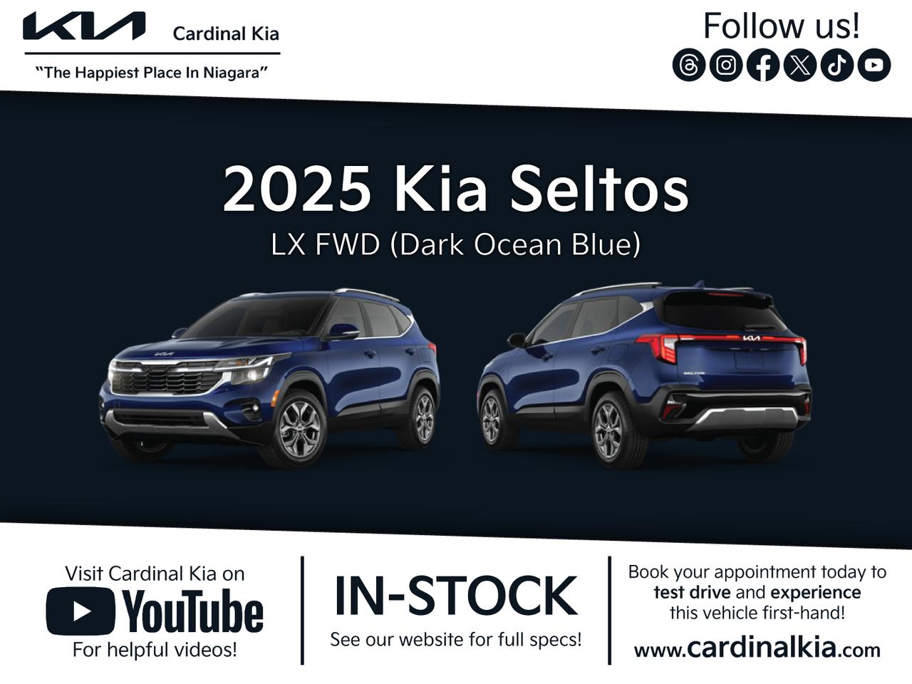 New 2025 Kia Seltos LX FWD for sale in Niagara Falls, ON