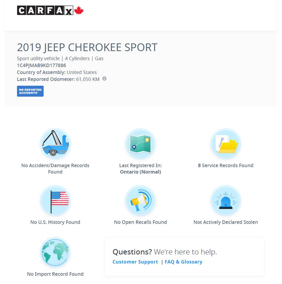 2019 Jeep Cherokee SPORT 4X4+ApplePlay+Heated Steering+CLEAN CARFAX Photo