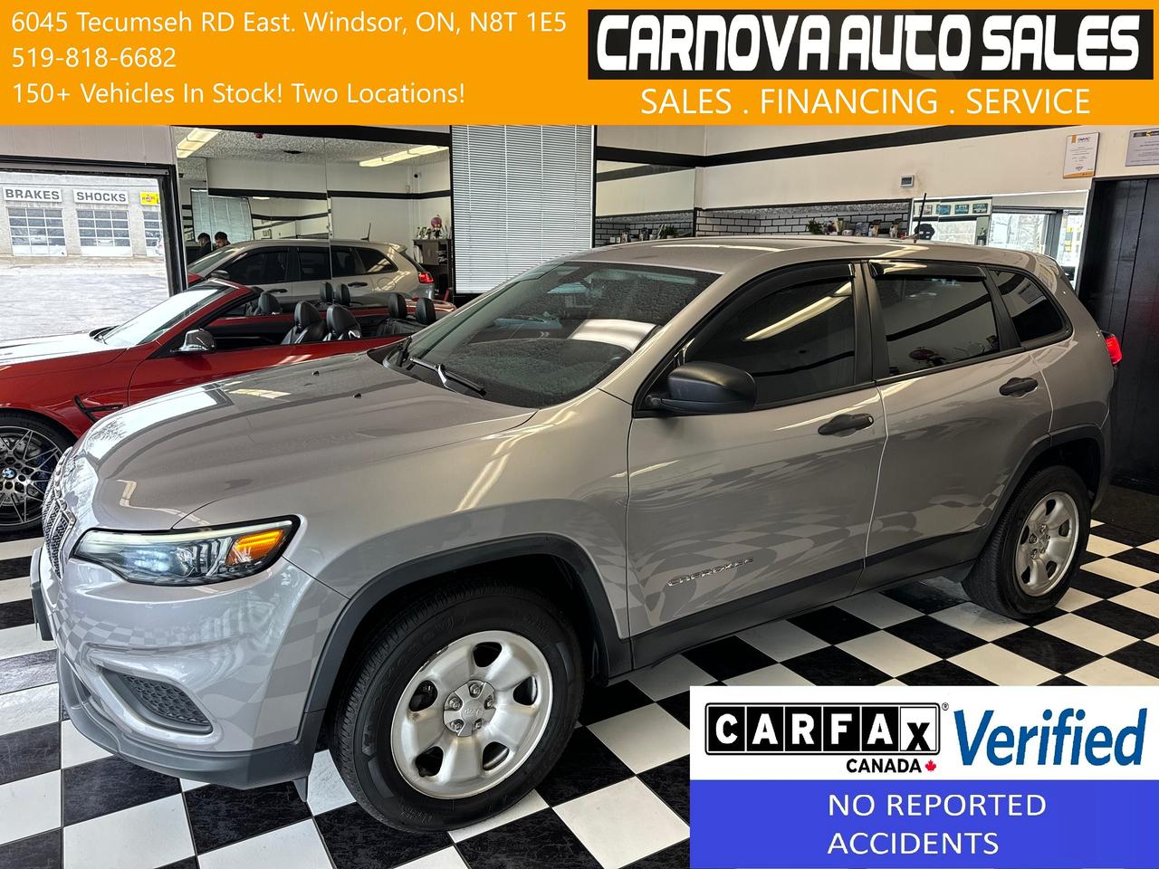 2019 Jeep Cherokee SPORT 4X4+ApplePlay+Heated Steering+CLEAN CARFAX Photo0