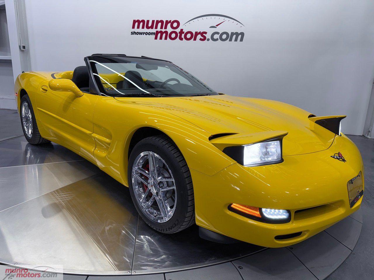 <p>A stunning 2001 Chevrolet Corvette 1SC Convertible  a true American sports car that delivers both luxury and performance in one thrilling package. </p><p>Powered by a potent 5.7-liter LS1 V8 engine producing 350hp & 4 speed automatic transmission, this Corvette offers an exhilarating driving experience with impressive horsepower and acceleration. </p><p>The combination of the striking Millennium Yellow exterior and the bold black interior creates a visually stunning contrast that is sure to turn heads wherever you go. Enhanced by the marvelous chrome Z06-style wheels, red brake calipers, and LED lighting provides an additional pop of appeal. </p><p>Equipped with the Magnetic Ride Control system, which adapts the suspension to the road depending on your driving style.</p><p>The 1SC trim adds a layer of sophistication with premium features, including leather upholstery, a high-quality premium Bose sound system, Heads-Up Display, Memory Driver Power Seat, and advanced climate controls. </p><p>The sleek, aerodynamic design is complemented by the added thrill of a convertible top, allowing you to enjoy open-air driving at its finest. </p><p>Whether you're cruising down the highway or taking on tight corners, this Corvette delivers outstanding handling and performance. </p><p>Don't miss out on the opportunity to own this iconic, low-mileage beauty that stands out in both style and capability. </p><p></p><p><span style=color:rgb( 51 , 51 , 51 )>CarFax:</span><a href=https://vhr.carfax.ca/?id=zWvcTI0pUY6qwVlk0wwFXfJ7sppreOvc rel=nofollow>https://vhr.carfax.ca/?id=zWvcTI0pUY6qwVlk0wwFXfJ7sppreOvc</a></p><p><span style=color:rgb( 51 , 51 , 51 )>Yes we take trade in vehicles.</span></p><p><span style=color:rgb( 51 , 51 , 51 )>Check us out on youtube: </span><a href=https://www.youtube.com/watch?v=3Y0G_VaUVVk rel=nofollow>https://www.youtube.com/watch?v=3Y0G_VaUVVk</a></p><p><span style=color:rgb( 51 , 51 , 51 )>Like us on Facebook: </span><a href=https://www.facebook.com/munromotors/ rel=nofollow>https://www.facebook.com/munromotors/</a></p><p><span style=color:rgb( 51 , 51 , 51 )>We are located in Brantford, Ontario; Telephone City and the hometown of hockey legend Wayne Gretzky. Formerly located in St. George, Ontario for ten years, we are still east of London, south of Cambridge, and west of Hamilton.</span></p><p><span style=color:rgb( 51 , 51 , 51 )>In order to get our customers to come here, we have to have great prices and then when you get here, we have to have a great car in order to earn your business.</span></p><p><span style=color:rgb( 51 , 51 , 51 )>Our business hours are Monday to Friday 10am to 5pm. We are closed on Saturdays and Sundays.</span></p><p><span style=color:rgb( 51 , 51 , 51 )>At Munro Motors, we find unique vehicles and post our entire stock online in order to ensure that our vehicles find their happy home.</span></p><p><span style=color:rgb( 51 , 51 , 51 )>To ensure our customers can get what they've always wanted, we offer financing services through TD Auto Finance, Desjardins, CIBC Auto Finance and Independent Leasing Companies on vehicles that are less than ten model years old and boats that are less than twenty-five model years old.</span></p><p><span style=color:rgb( 51 , 51 , 51 )>We also offer warranty products through Lubrico and GVC warranties to ensure that your mechanical baby stays in tip-top condition.</span></p><p><span style=color:rgb( 51 , 51 , 51 )>Because of our customer focused service we have been delivering vehicles to Switzerland, Finland, Rotterdam, Emo, Thunder Bay, Kapuskasing, Halifax, Sudbury, Sault Ste. Marie, Cornwall, Fort Francis, Kelowna, Montréal, Saskatchewan, Virginia, Newfoundland, Edmonton, Ottawa, Fredericton and Winnipeg, as well as Cambridge, Kitchener, Waterloo, Barrie, Windsor, London, Pickering, Peterborough, Oshawa, Sante Fe New Mexico, Blind River, the Greater Toronto Area, and even so far as the Czech Republic!</span></p><p><span style=color:rgb( 51 , 51 , 51 )>All of our vehicles are hand-picked by the very knowledgeable owner, Andy Munro, who has been connecting people to their dreams for many years.</span></p><p><a href=http://Munromotors.com rel=nofollow><span style=color:rgb( 51 , 51 , 51 )>Munromotors.com</span></a></p><p><span style=color:rgb( 51 , 51 , 51 )>Email: sales@munromotors.com</span></p><p><span style=color:rgb( 51 , 51 , 51 )>Most of our vehicles are already reconditioned, saftied, etested and ready to drive home with you.</span></p><p><span style=color:rgb( 51 , 51 , 51 )>Delivery is available. Ask for details</span></p><p><span style=color:rgb( 51 , 51 , 51 )>All prices are subject to HST and licensing, no hidden fees.</span></p><p><span style=color:rgb( 51 , 51 , 51 )>Financing is available for good credit and bruised credit. OAC as low as 7.99% for well qualified applicants. Ask us for details.</span></p><p></p>