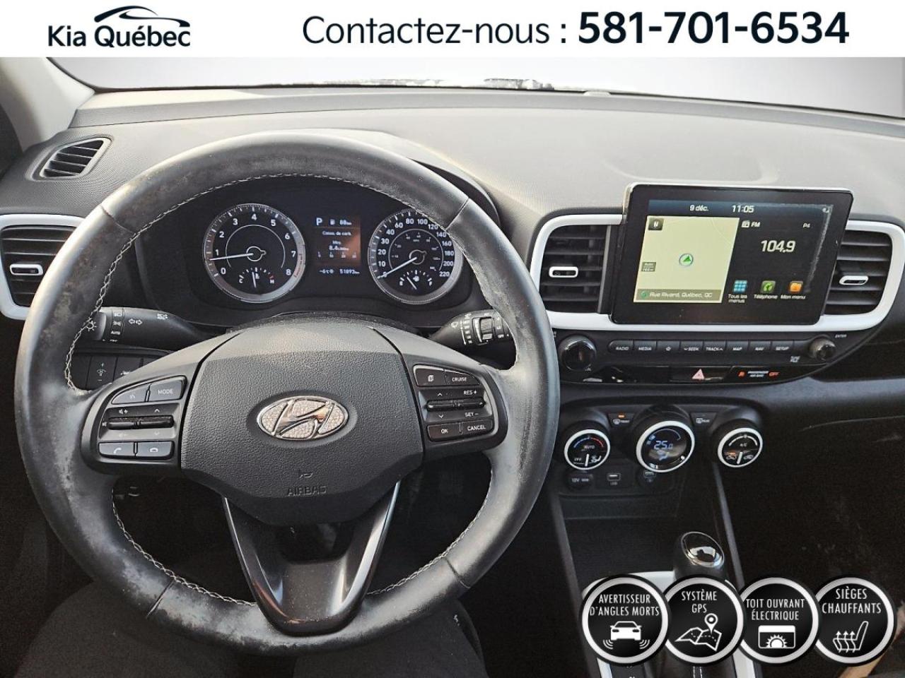 Used 2020 Hyundai Venue ULTIMATE * GPS* ANGLES MORTS* SIEGES CHAUFFANTS* for sale in Québec, QC