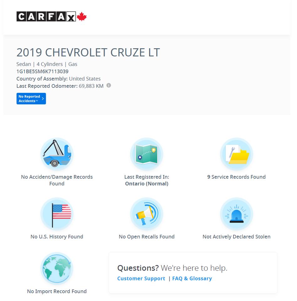2019 Chevrolet Cruze LT+New Tires+Remote Start+Blind Spot+CLEAN CARFAX Photo
