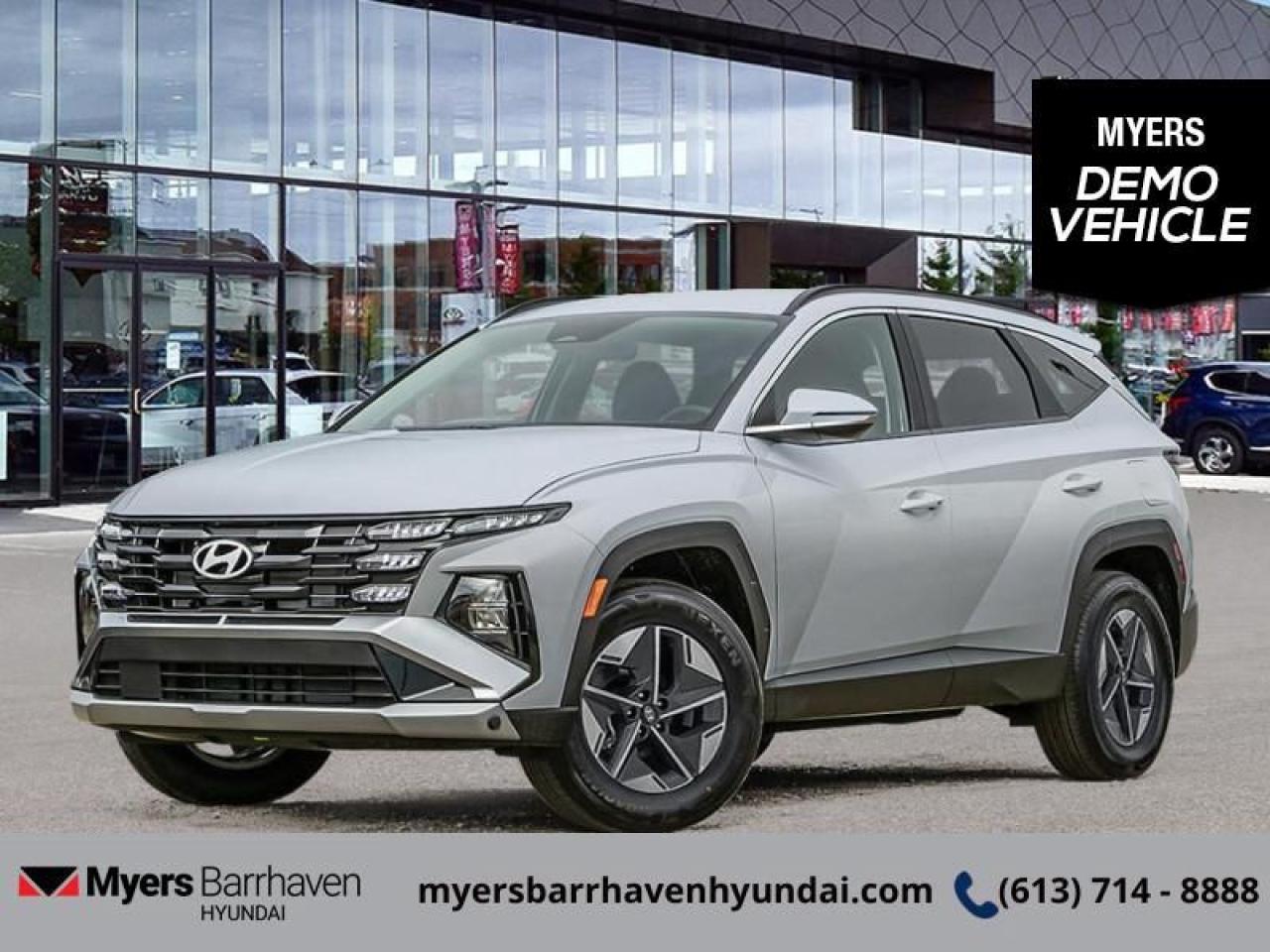 <b>Sunroof,  Navigation,  Power Liftgate,  Heated Seats,  Apple CarPlay!</b><br> <br> <br> <br>  This 2025 Hyundai Tucson was built for modern adventure. <br> <br>This 2025 Hyundai Tucson was made with eye for detail. From subtle surprises to bold design features, every part of this 2025 Hyundai Tucson is a treat. Stepping into the interior feels like a step right into the future with breathtaking technology and luxury that will make your smartphone jealous. Add on an intelligently capable chassis and drivetrain and you have the SUV of the future, ready for you today.<br> <br> This shimering silve SUV  has an automatic transmission and is powered by a  187HP 2.5L 4 Cylinder Engine.<br> <br> Our Tucsons trim level is Preferred w/Trend Pkg. Step up to this Tucson with the Trend Package and be treated to leatherette-trimmed heated front seats, an express open/close glass sunroof, a heated leather-wrapped steering wheel, proximity keyless entry with push button start, remote engine start, and a 12.3-inch infotainment screen now with voice-activated navigation, and bundled with Apple CarPlay and Android Auto, with a 6-speaker audio system. Occupant safety is assured, thanks to adaptive cruise control, blind spot detection, lane keep assist with lane departure warning, forward collision avoidance with pedestrian and cyclist detection, and a rear view camera. Additional features include dual-zone climate control, LED headlights with automatic high beams, towing equipment with trailer sway control, and even more. This vehicle has been upgraded with the following features: Sunroof,  Navigation,  Power Liftgate,  Heated Seats,  Apple Carplay,  Android Auto,  Heated Steering Wheel.  This is a demonstrator vehicle driven by a member of our staff and has just 2193 kms.<br><br> <br/> See dealer for details. <br> <br> o~o