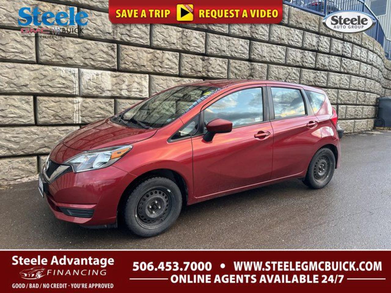 New Price!4 2017 Nissan Versa Note SV ECONOMICAL CAR FWD CVT 1.6L 4-Cylinder DOHC 16VCertification Program Details: 2 Years Fresh MVI Fully Detailed Full Tank of fuelSteele GMC Buick Fredericton offers the full selection of GMC Trucks including the Canyon, Sierra 1500, Sierra 2500HD & Sierra 3500HD in addition to our other new GMC and new Buick sedans and SUVs. Our Finance Department at Steele GMC Buick are well-versed in dealing with every type of credit situation, including past bankruptcy, so all customers can have confidence when shopping with us!Steele Auto Group is the most diversified group of automobile dealerships in Atlantic Canada, with 47 dealerships selling 27 brands and an employee base of well over 2300.Reviews:* On all aspects of cabin space, flexibility, functionality, and storage, the Versa Note seems to have hit the mark. Good real-world ride quality on rougher roads is also noted, as is strong all-around feature content value. By most accounts, Versa Note is a perfect small car: bigger than it looks, great on fuel, comfortable, spacious, and easy to use on the daily. Source: autoTRADER.ca