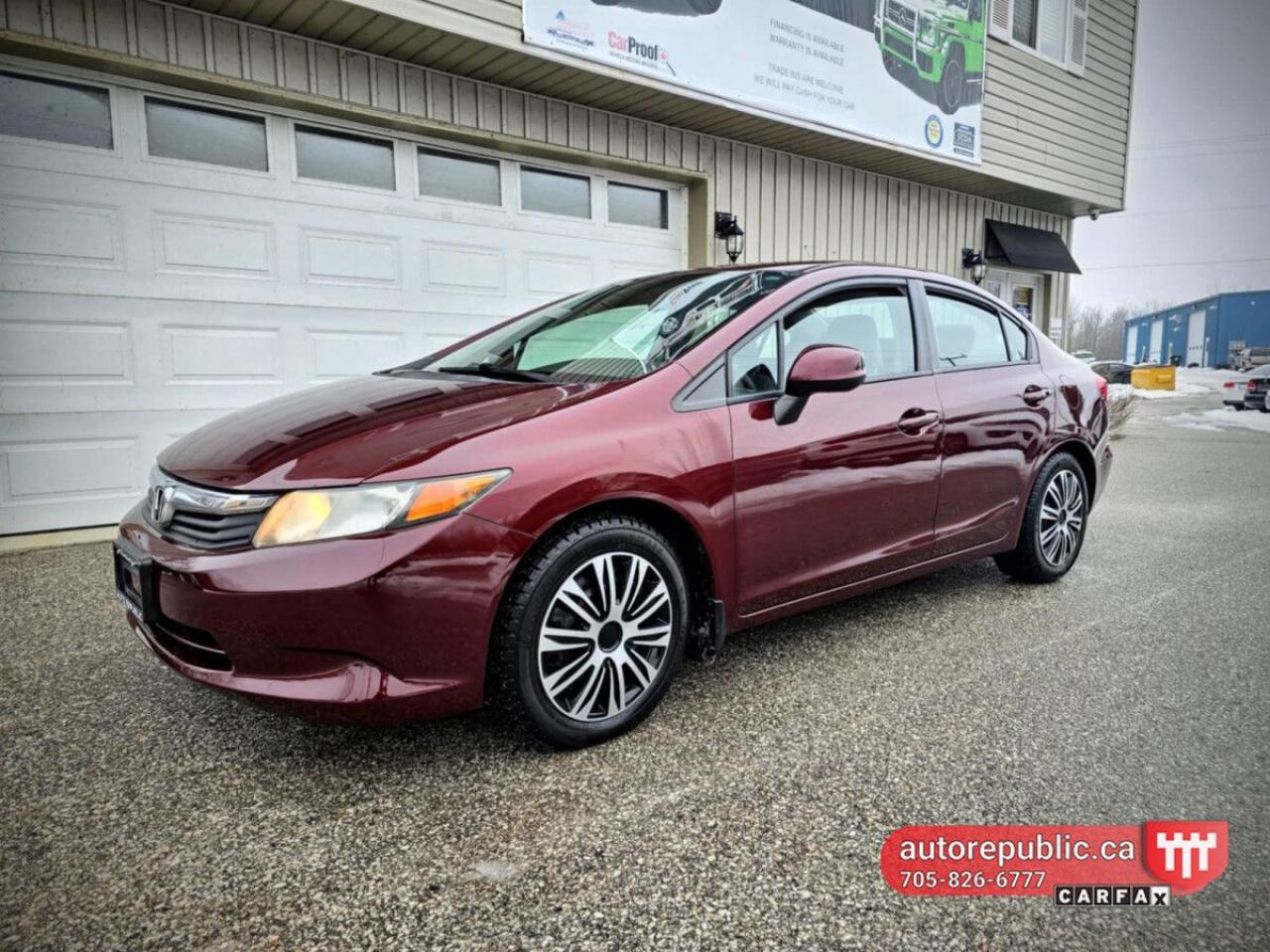 Used 2012 Honda Civic LX Certified Low Kms Reliable Gas Saver for sale in Orillia, ON