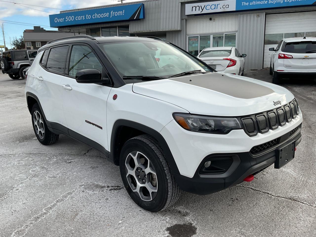 Used 2022 Jeep Compass Trailhawk 2.4L TRALHAWK!!!!  HEATED SEATS. LEATHER. BACKUP CAM. A/C. CRUISE. PWR GROUP. KEYLESS ENTRY. PERFECT for sale in Kingston, ON