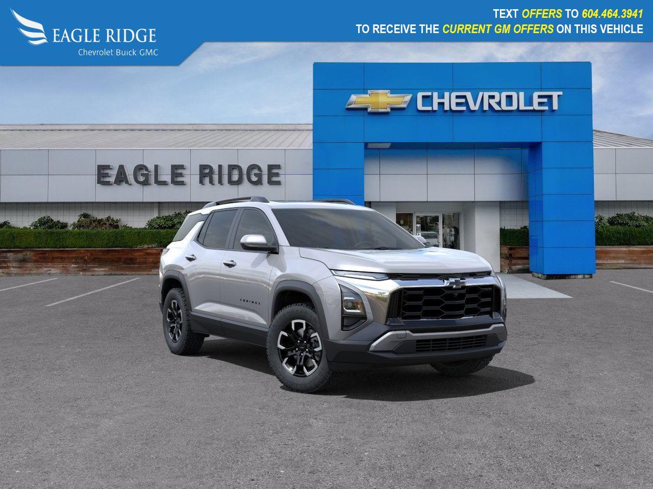 New 2025 Chevrolet Equinox ACTIV automatic stop/start, adaptive cruise control, active noise cancellation, lane keep assist, 11-inch driver information center, 11.3-inch LCD display with Google built-in. for sale in Coquitlam, BC