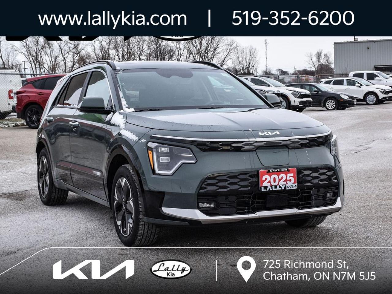 New 2025 Kia NIRO EV Wave NIRO EV WIND/ APPLE CARPLAY & ANDROID AUTO, HARMAN/KARDON® SPEAKERS, HEATED & AIR-COOLED FRONT BUCKET SEATS, HEATED REAR SEATS, MEMORY SEAT, NAVIGATION SYSTEM, POWER LIFTGATE, POWER MOONROOF. for sale in Chatham, ON