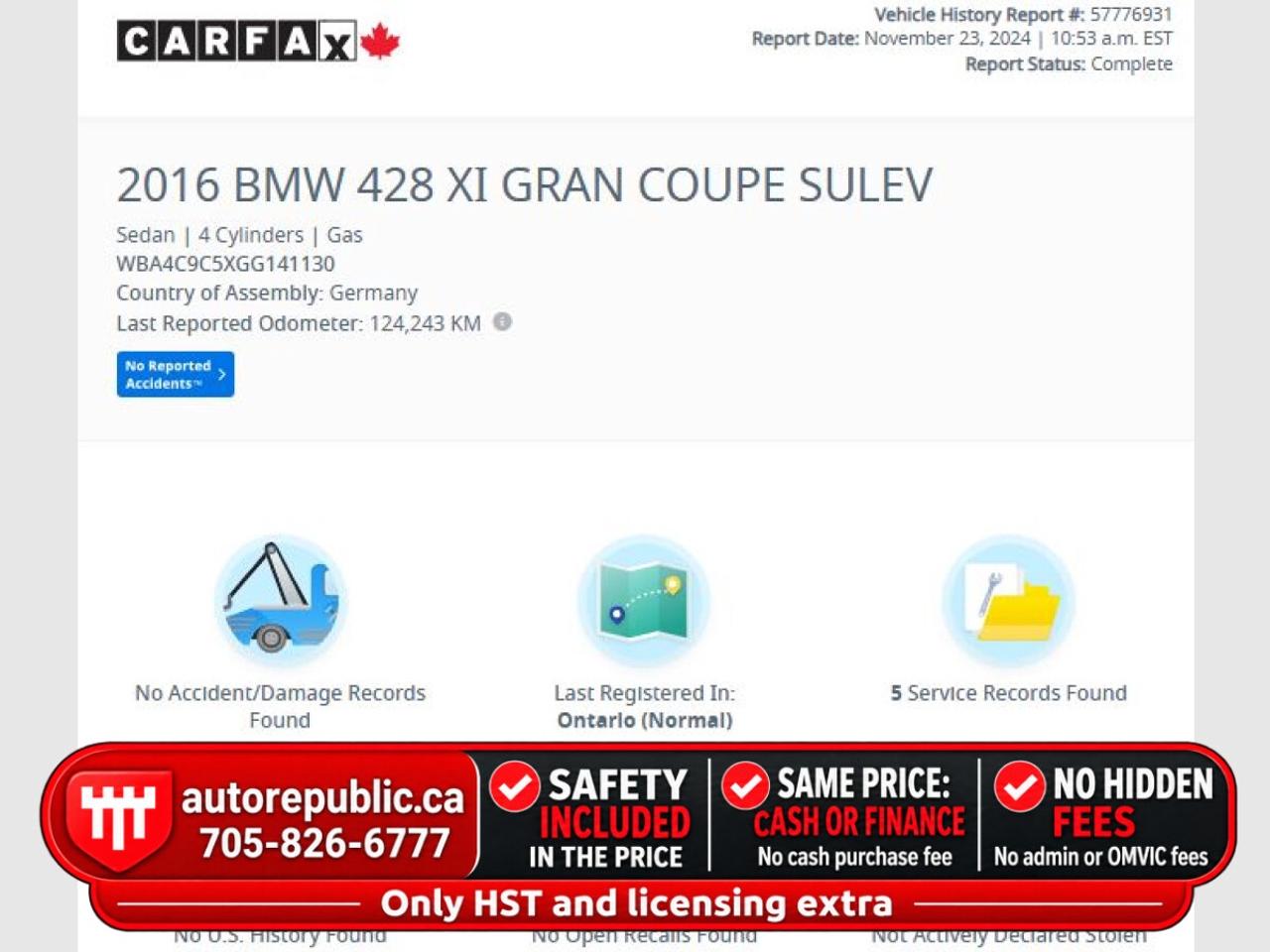 2016 BMW 4 Series 428i xDrive Certified No Accidents Mint Condition Photo