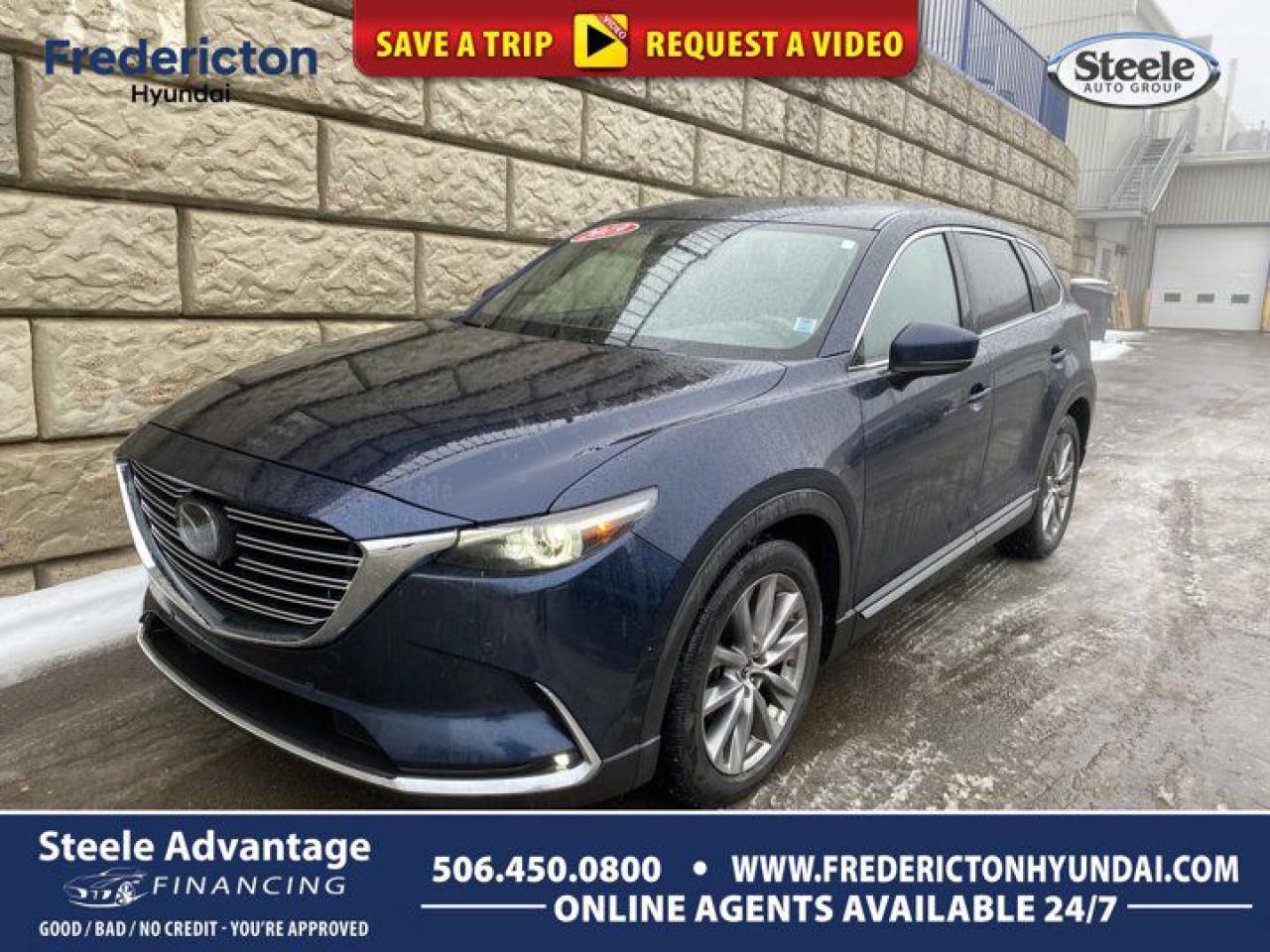 2019 Mazda CX-9 GT Blue Market Value Pricing, AWD. Recent Arrival! 6-Speed Automatic AWD I4 Turbo 4D Sport UtilityReviews:* Many owners rave about the CX-9s rich and colourful cabin, with plenty of metal and stitching, and lots of glossy surfaces that keep the eyes and fingertips busy. As three-row crossovers go, many owners say the CX-9s rearmost row is surprisingly flexible and roomy, even if best left for smaller passengers. A smooth and quiet engine, as well as respectable fuel consumption and a comfortable ride, help round out the package. Source: autoTRADER.caAre you in need of a trustworthy auto dealership that can deliver comprehensive financing solutions for your next car, irrespective of your credit situation? Look no further than Fredericton Hyundai. Proudly being a part of the Steele Auto Group, Atlantic Canadas most extensive automobile network with an array of 28 distinctive vehicle brands spread across 58 locations (and growing) throughout New Brunswick, Nova Scotia, and PEI, we offer a diverse selection of sought-after mainstream automotive brands. At Fredericton Hyundai, we are fully aware that life doesnt always go according to plan, and unfortunate circumstances can befall the best of us. With this understanding in mind, we extend financing solutions to clients across the credit spectrum via our Steele Advantage Financing program. This unique initiative liaises with more than 20 esteemed financial institutions to secure the optimal financing arrangement for our customers. Regardless of whether you boast an impeccable credit record or are battling with credit issues, Fredericton Hyundai and the Steele Auto Group bring a wealth of knowledge and resources to assist you in securing the ideal vehicle and finance package. Coupled with our convenient door-to-door delivery services and unwavering dedication to superior customer service, Fredericton Hyundai and the Steele Auto Group solidify their position as your premier automotive solution provider in New Brunswick, Nova Scotia, and PEI.