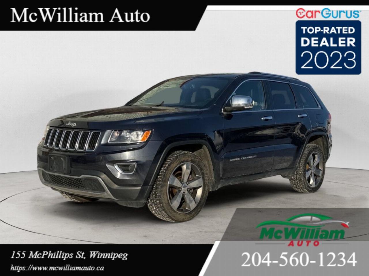 <br>This 2015 Jeep Grand Cherokee Limited is ready for your next adventure! With its sleek black exterior, comfortable heated seats, and convenient backup camera, this SUV is the perfect blend of style and functionality. Dont miss out on this reliable 4X4 vehicle with a clean title and plenty of miles left to explore. Contact us today to make it yours! <br><br> McWilliam Auto is committed to providing top notch quality and the best possible price. We pride ourselves on being the best priced dealer in Manitoba while maintaining a high standard of quality on all our pre owned vehicles!<br><br> <br><br> McWilliam Auto is a changer of todays car market, the one number, no Hassle price, makes buyers get the best price no matter whether you know or dont know todays market. Yes, you heard it right, One price is the best price.<br><br> <br><br> We also offer Premium warranties and finance onsite at our dealership to improve your buying experience.<br><br> <br><br>DEALER PERMIT #4611<br><br> <br><br> <br><br> <br><br>Call today: 204-560-1234<br><br> <br><br> <br><br> <br><br>Visit us TODAY at 155 Mcphillips St, Winnipeg, MB <br><br> <br><br> <br><br> <br><br>Website: www.mcwiliamauto.ca<br><br> <br><br> <br><br> <br><br>Email: winnipegcar@gmail.com<br><br> <br><br> <br><br> <br><br>Click here for finance:<br><br> <br><br> <br><br> <br><br>https://www.mcwilliamauto.ca/car-loan-application/<br><br> <br><br> <br><br> <br><br> IMPORTANT DISCLAIMER : <br><br> <br><br>This vehicle is a used vehicle, all the features and information may not be accurate from the descriptions above, please check the actual vehicle for the actual information. <br><br> <br><br>