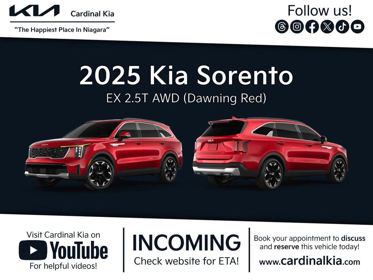 New 2025 Kia Sorento EX for sale in Niagara Falls, ON