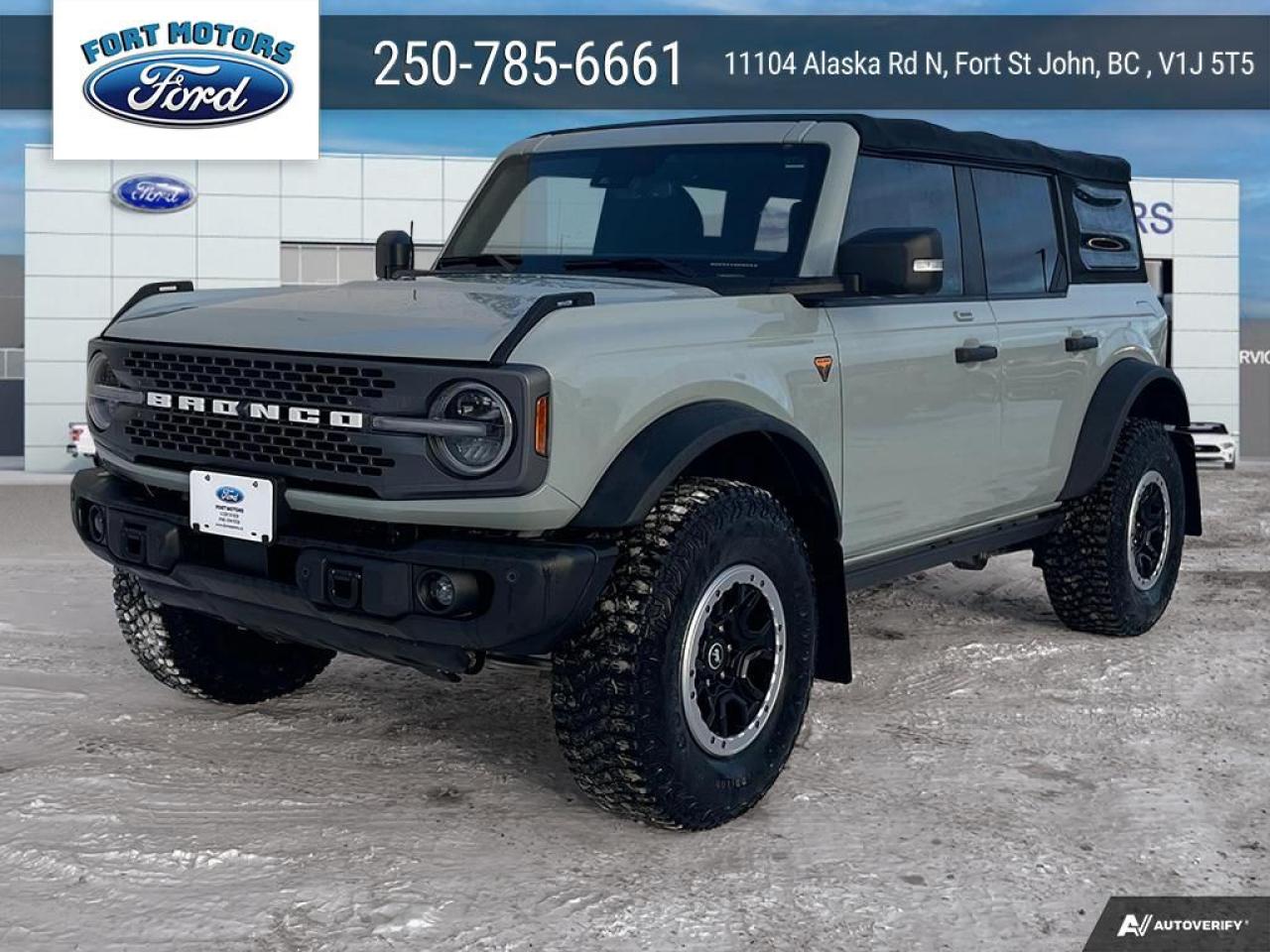 <p>Get ready to conquer any terrain with this rugged and stylish 2022 Ford Bronco 4 DR ADVANCED 4X4, available now at Fort Motors. This Cactus Grey beauty boasts a powerful 2.7L EcoBoost V6 engine paired with a 10-speed automatic transmission, ensuring a thrilling ride on and off the road. With only 17,465KM on the odometer, this Bronco is practically brand new, ready for your next adventure.</p>
<p>This Bronco is loaded with features designed to enhance your driving experience.  The Sasquatch Package adds a set of aggressive 35-inch mud-terrain tires, locking front and rear differentials, and a high-clearance suspension, making it a true off-road beast.  The Lux Package elevates the interior with heated front seats, a heated steering wheel, and a wireless charging pad for added comfort and convenience.  The 12-inch touchscreen infotainment system with SYNC4 and enhanced voice recognition keeps you connected and entertained.  And with the 360-degree camera, youll have a clear view of your surroundings, making parking and navigating tight spots a breeze.</p>
<p>This Bronco is more than just a vehicle; its a statement.  With its iconic design, powerful performance, and advanced features, its ready to take you anywhere you want to go.  Visit Fort Motors today to experience the thrill of driving this incredible SUV.</p>
<p><em>Powered by AutoIntelligence™ AI</em></p>
