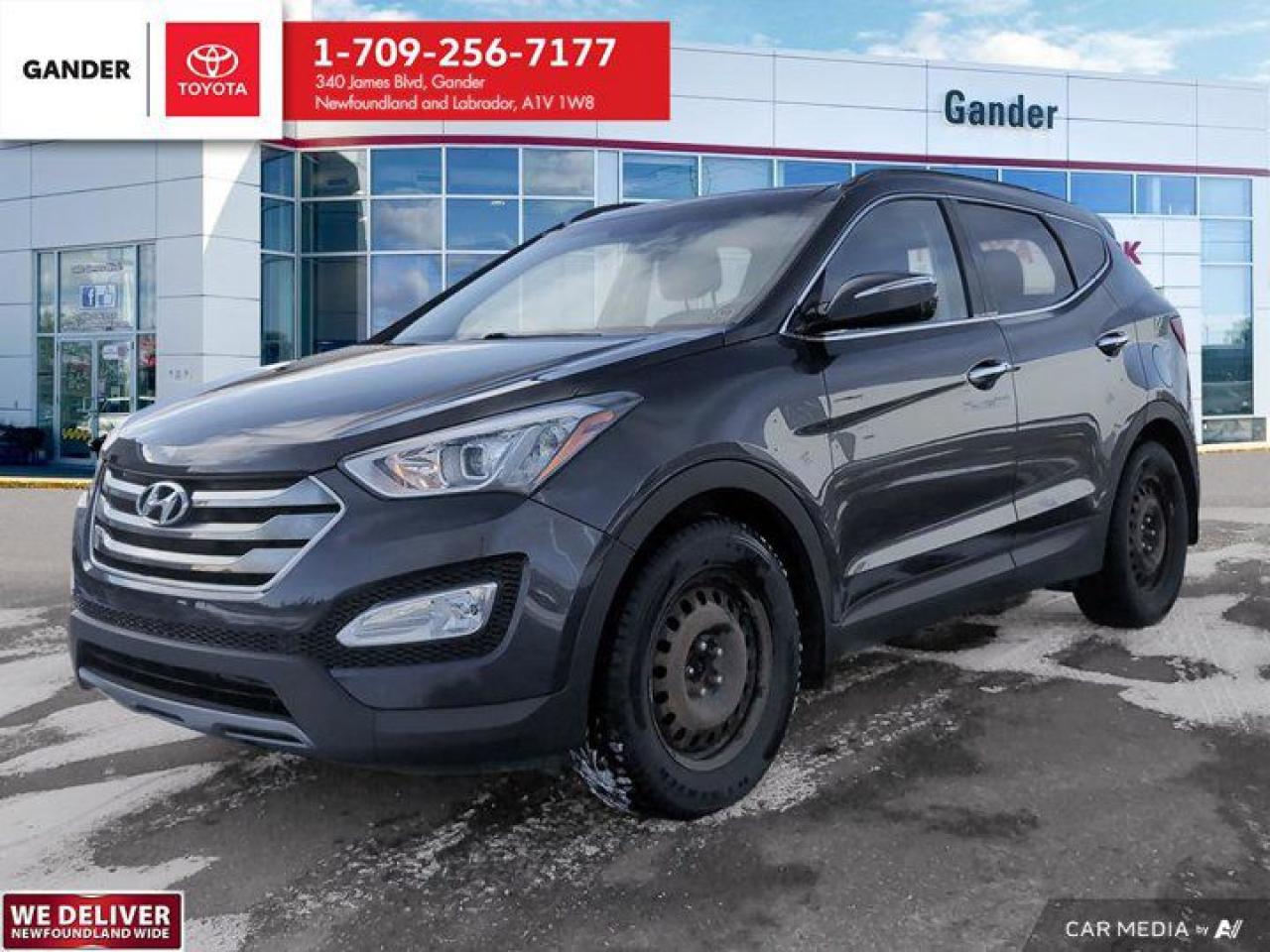 New Price!2016 Hyundai Santa Fe Sport 2.4 Luxury NEW ENGINE - TWO SETS OF TIRES 6-Speed Automatic with Shiftronic AWD 2.4L I4 DGI DOHCMarlin BlueOdometer is 62674 kilometers below market average!ALL CREDIT APPLICATIONS ACCEPTED! ESTABLISH OR REBUILD YOUR CREDIT HERE. APPLY AT https://steeleadvantagefinancing.com/?dealer=7148 We know that you have high expectations in your car search in NL. So, if youre in the market for a pre-owned vehicle that undergoes our exclusive inspection protocol, stop by Gander Toyota. Were confident we have the right vehicle for you. Here at Gander Toyota, we enjoy the challenge of meeting and exceeding customer expectations in all things automotive.**Market Value Pricing**, NEW ENGINE, SUMMER AND WINTER TIRES, Delay-off headlights, Heated front seats, Power driver seat, Speed control.Certification Program Details: 85 Point inspection Fluid Top Ups Brake Inspection Tire Inspection Oil Change Recall Check Copy Of Carfax ReportSteele Auto Group is the most diversified group of automobile dealerships in Atlantic Canada, with 34 dealerships selling 27 brands and an employee base of over 1000. Sales are up by double digits over last year and the plan going forward is to expand further into Atlantic Canada. PLEASE CONFIRM WITH US THAT ALL OPTIONS, FEATURES AND KILOMETERS ARE CORRECT.Reviews:* Owner-stated plusses include great feature content for the money, loads of power on models with the higher-output engines, a slick and responsive AWD system with a traction-enhancing Lock mode, and good overall ride quality, comfort, and flexibility. The panoramic sunroof is a feature content favourite amongst many owners. Source: autoTRADER.ca