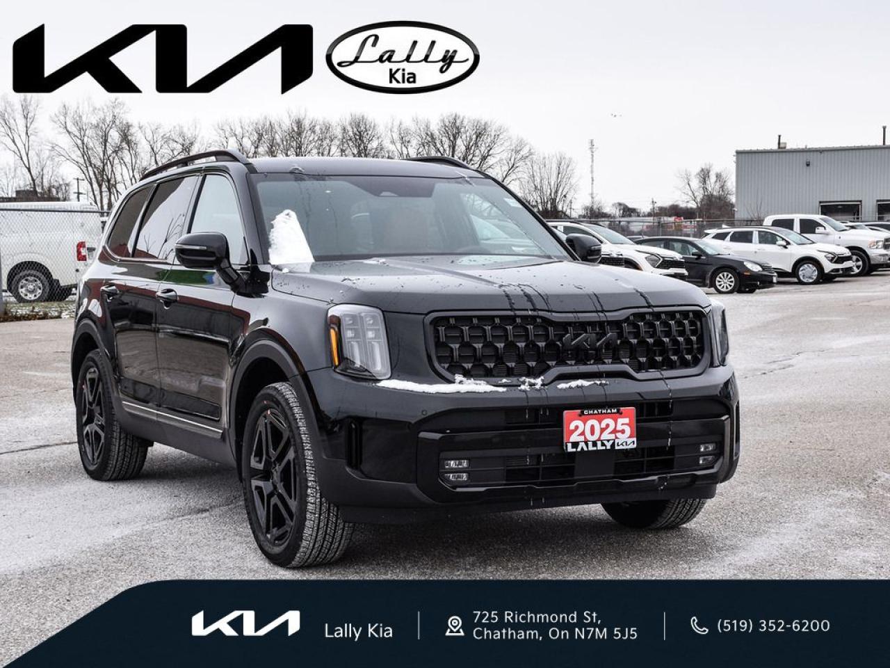 Used 2025 Kia Telluride X-Line w/Terracota Brown Interior AWD | DEMO | HEATED & AIR COOLED FRONT BUCKET SEATS | HEATED STEERING WHEEL | NAVIGATION SYSTEM | POWER LIFTGATE | POWER MOONROOF | STEERING WHEEL MOUNTED AUDIO CONTROLS | TURN SIGNAL INDICATOR MIRROR for sale in Chatham, ON