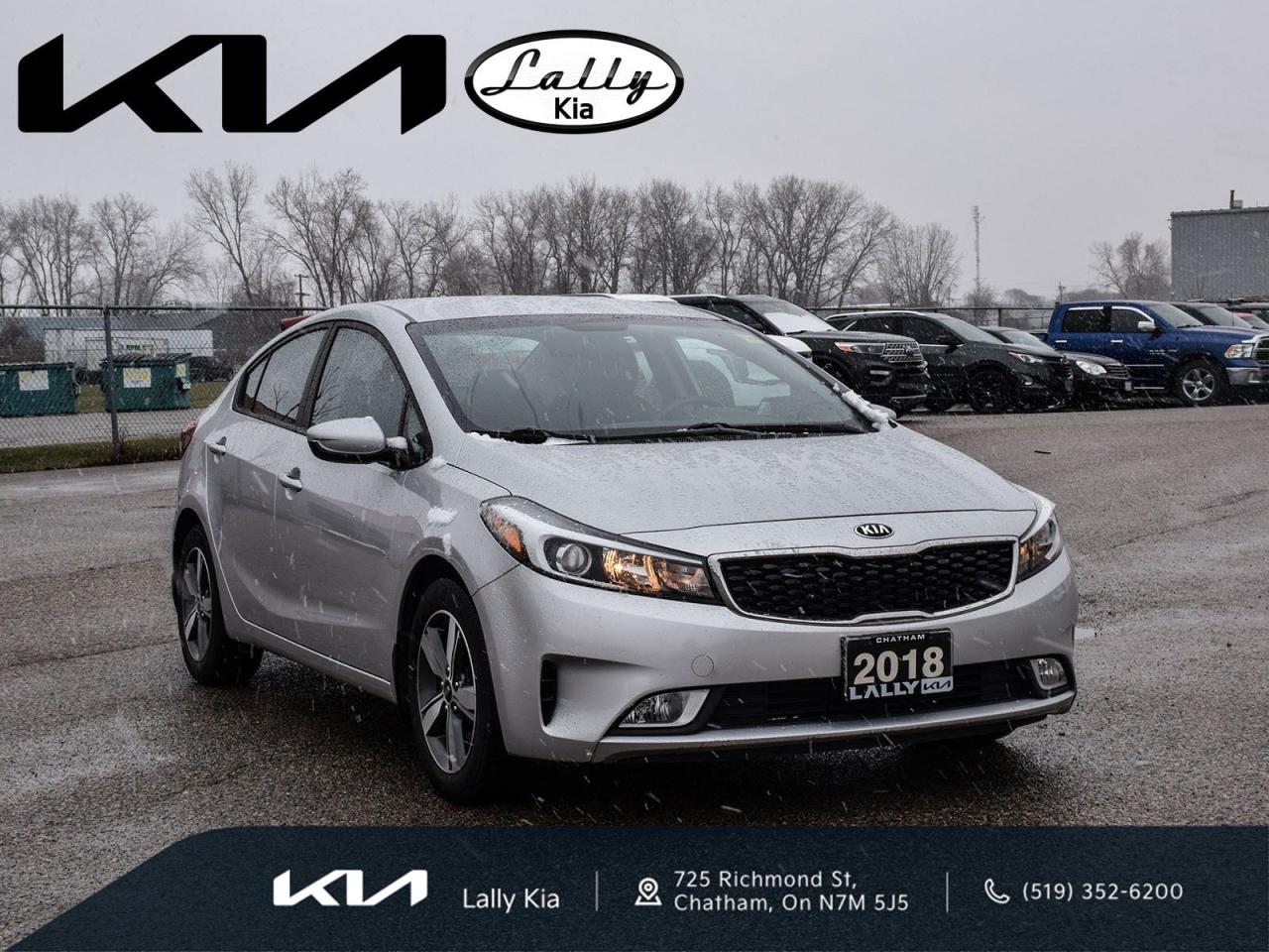 Used 2018 Kia Forte LX+ EXTREMELY LOW KM'S/ BLUETOOTH HANDS-FREE CONNECTIVITY/ STEERING WHEEL AUDIO CONTROLS/ 7-INCH DISPLAY WITH APPLE CARPLAY & ANDROID AUTO/ REARVIEW CAMERA for sale in Chatham, ON