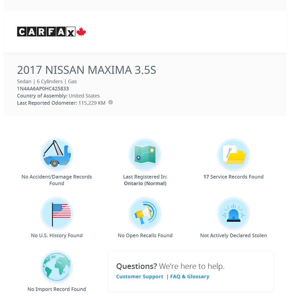 2017 Nissan Maxima SL 3.5L V6+Leather+GPS+Roof+ApplePlay+CLEAN CARFAX Photo