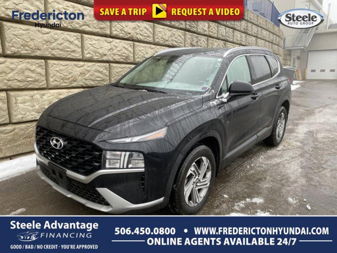 2021 Hyundai Santa Fe Essential, Black Cloth. Recent Arrival! 8-Speed Automatic with SHIFTRONIC FWD 2.5L I4 4D Sport Utility. Low kilometres, one owner!Are you in need of a trustworthy auto dealership that can deliver comprehensive financing solutions for your next car, irrespective of your credit situation? Look no further than Fredericton Hyundai. Proudly being a part of the Steele Auto Group, Atlantic Canadas most extensive automobile network with an array of 28 distinctive vehicle brands spread across 58 locations (and growing) throughout New Brunswick, Nova Scotia, and PEI, we offer a diverse selection of sought-after mainstream automotive brands. At Fredericton Hyundai, we are fully aware that life doesnt always go according to plan, and unfortunate circumstances can befall the best of us. With this understanding in mind, we extend financing solutions to clients across the credit spectrum via our Steele Advantage Financing program. This unique initiative liaises with more than 20 esteemed financial institutions to secure the optimal financing arrangement for our customers. Regardless of whether you boast an impeccable credit record or are battling with credit issues, Fredericton Hyundai and the Steele Auto Group bring a wealth of knowledge and resources to assist you in securing the ideal vehicle and finance package. Coupled with our convenient door-to-door delivery services and unwavering dedication to superior customer service, Fredericton Hyundai and the Steele Auto Group solidify their position as your premier automotive solution provider in New Brunswick, Nova Scotia, and PEI.