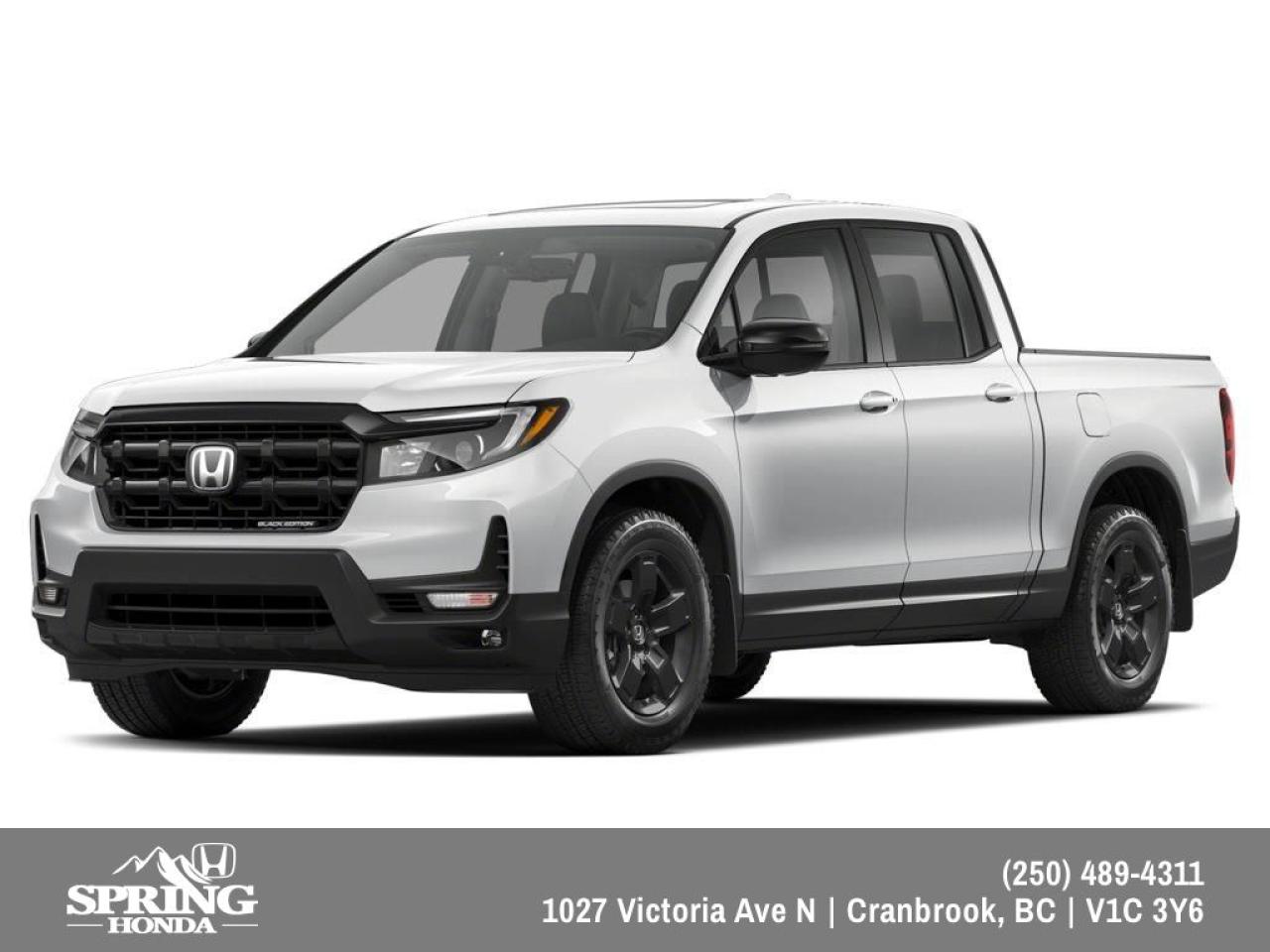 New 2025 Honda Ridgeline Black Edition PRICE INCLUDES: FREIGHT & PDI, XPEL - PAINT PROTECTION FILM, ALL SEASON MATS, BLOCK HEATER, PREMIUM PAINT for sale in Cranbrook, BC