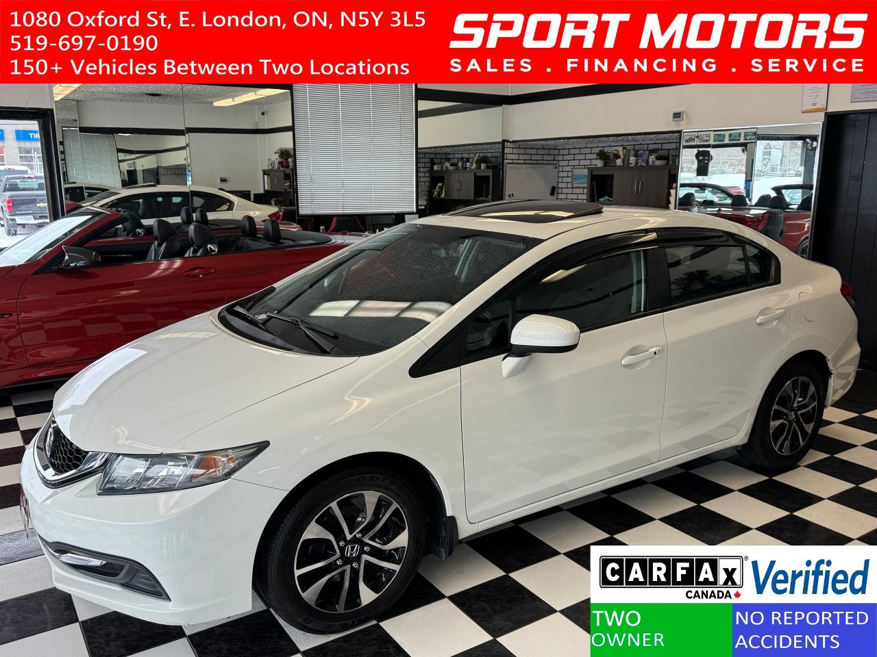 Used 2015 Honda Civic EX+Camera+Sunroof+Cruise+CLEAN CARFAX for sale in London, ON