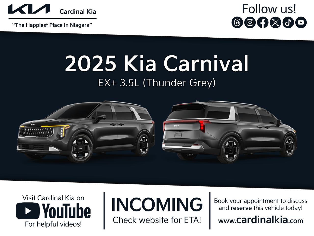 New 2025 Kia Carnival EX+ for sale in Niagara Falls, ON