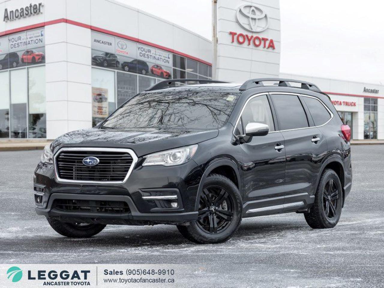 The 2019 Subaru Ascent Premier 7-Passenger CVT is a stylish and spacious SUV designed to cater to the needs of families and adventure enthusiasts alike. This model features a sleek black exterior, which gives it a modern and commanding presence on the road. The brown leather interior adds a touch of luxury and sophistication, providing a comfortable and elegant cabin for both driver and passengers. Equipped with 18-inch alloy wheels, the Ascent Premier not only looks great but also offers a smooth and stable ride. Under the hood, it is powered by a 2.4-liter turbocharged four-cylinder engine, which delivers a balance of power and efficiency suitable for various driving scenarios. The vehicle is paired with a continuously variable transmission (CVT), ensuring smooth and efficient gear shifts for an optimal driving experience. Step into the interior and be impressed to find features including a panoramic sunroof, navigation, back-up camera, memory driver seat, Harman Kardon sound system, blind spot monitoring system, lane keep assist, adaptive cruise control, dual-climate control, heated/ventilated front seats, rear climate control, rear heated seats, 3rd-row seating, Apple CarPlay & Android Auto and so much more. Dont miss your chance to take home this 2019 Subaru Ascent Premier 7-Passenger (CVT) AWD! SCHEDULE A TEST DRIVE TODAY! With our No-Haggle, No-Hassle purchase experience you get peace of mind knowing our best price is upfront.1-Guaranteed Minimum 50% Remaining Tire Tread Life2-Guaranteed Minimum 50% Life Remaining on Brakes3-120 Point Safety Inspection4-Free Carfax Canada Vehicle History Report5-Complete Lube, Oil, & Filter Change6-Full Detailed Clean UpAncaster Toyota is the proud recipient of the latest, highest honour for Canadian Toyota Retailers, the Toyota Presidents Award for Excellence in Customer Satisfaction, Sales, and Service! We are serving Ancaster, Hamilton, Burlington, Dundas, Brantford, Stoney Creek, Grimsby, Oakville, Mississauga, Milton, Cambridge, Kitchener Waterloo, Cayuga, Caledonia, St. Catharines, Welland, Niagara and the entire GHA and GTA