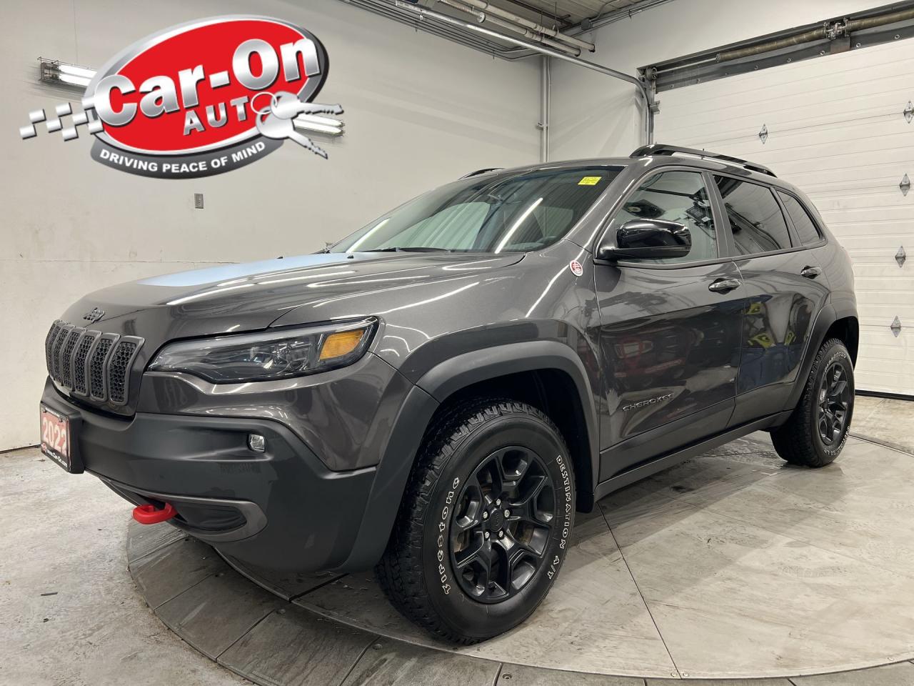 4x4 Trailhawk w/ 3.2L V6, heated seats & steering, remote start, blind spot monitor, rear cross-traffic alert, backup camera, premium 17-inch black alloys, Apple CarPlay/Android Auto, full power group incl. power seat & power liftgate, automatic headlights, rain-sensing wipers, ambient lighting, keyless entry w/ push start, leather-wrapped steering wheel, premium tow package (4,500lb capacity), Bluetooth, cruise control and Sirius XM!