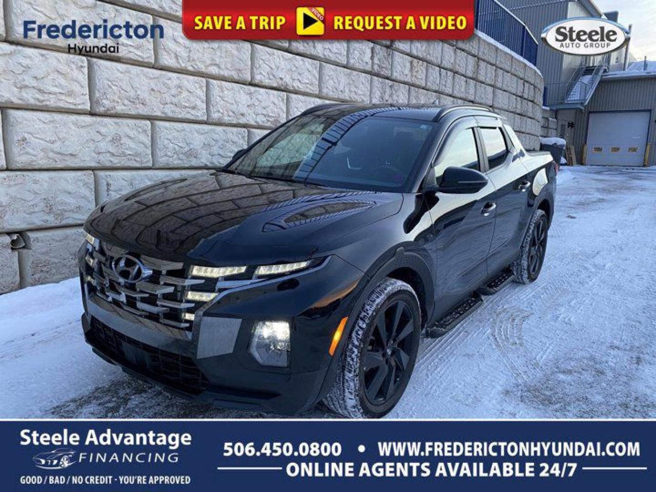 2023 Hyundai Santa Cruz Ultimate. Recent Arrival! Shiftronic AWD 2.5L I4 4D Crew Cab Odometer is 10851 kilometers below market average!Are you in need of a trustworthy auto dealership that can deliver comprehensive financing solutions for your next car, irrespective of your credit situation? Look no further than Fredericton Hyundai. Proudly being a part of the Steele Auto Group, Atlantic Canadas most extensive automobile network with an array of 28 distinctive vehicle brands spread across 58 locations (and growing) throughout New Brunswick, Nova Scotia, and PEI, we offer a diverse selection of sought-after mainstream automotive brands. At Fredericton Hyundai, we are fully aware that life doesnt always go according to plan, and unfortunate circumstances can befall the best of us. With this understanding in mind, we extend financing solutions to clients across the credit spectrum via our Steele Advantage Financing program. This unique initiative liaises with more than 20 esteemed financial institutions to secure the optimal financing arrangement for our customers. Regardless of whether you boast an impeccable credit record or are battling with credit issues, Fredericton Hyundai and the Steele Auto Group bring a wealth of knowledge and resources to assist you in securing the ideal vehicle and finance package. Coupled with our convenient door-to-door delivery services and unwavering dedication to superior customer service, Fredericton Hyundai and the Steele Auto Group solidify their position as your premier automotive solution provider in New Brunswick, Nova Scotia, and PEI.