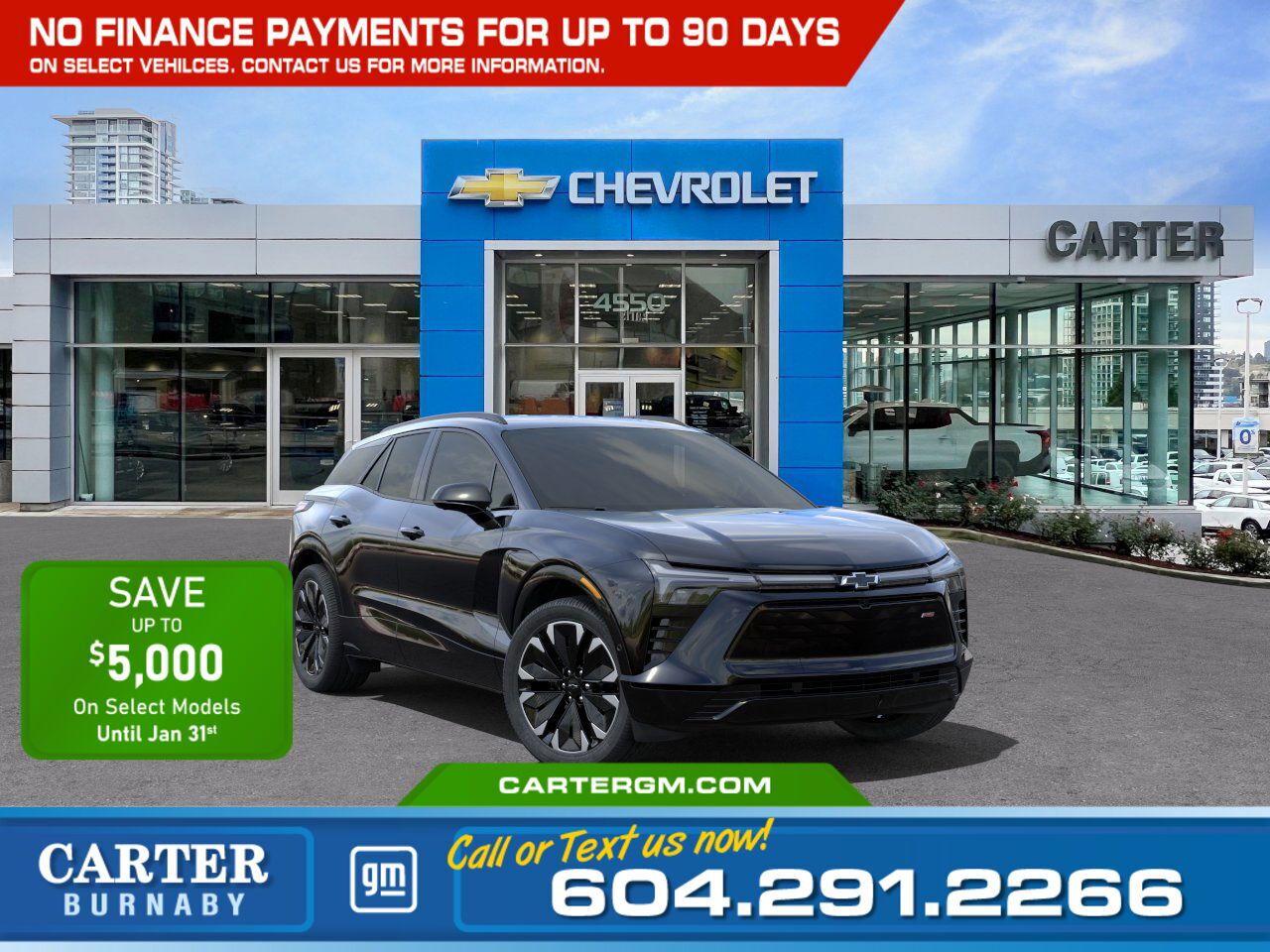 ***Save up to $5,000 in Dealership Discounts on select models. Offer ends January 31st, 2025! Contact dealer for more details.*** 21" Machined-face Aluminum Wheels With Black Painted Pockets, 17.7" Diagonal Advanced Colour LCD Display, Dual Zone Automatic Climate Control, Heated Front Seats, Adaptive Cruise Control, Autosense Power Liftgate, Intellibeam Headlamps, HD Surround Vision, Head-up Display, Ventilated Front Seats & Roof Rails Test Drive Today!  WHY CARTER GM BURNABY?  - An unrivaled vehicle purchasing experience! - Exceeding our loyal customers expectations since 1963 - 4.4 Google star rating with 1,600+ customer reviews - 2022 Car Gurus – Dealer Award for Excellence  - Vehicle trades welcome! Best price guaranteed! - We provide upfront pricing, zero hidden fees, and 100% transparency - Fast approvals and 99% acceptance rates (no matter your current credit status!) - Multilingual staff (many languages spoken) - Comfortable non-pressured environment with in-store television, WIFI and a childrens play area!  Were here to help you drive the vehicle you want, the vehicle you deserve! QUESTIONS? GREAT! WEVE GOT ANSWERS! To speak with a friendly vehicle specialist - CALL NOW! (Doc. Fee: $495.00 Dealer Code: D5505)