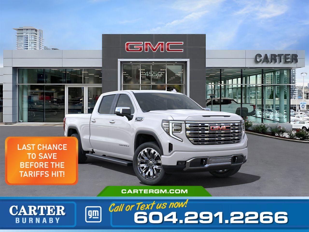 22" Painted Aluminum Wheels, Power Sunroof, Dual Zone Automatic Climate Control, Adaptive Cruise Control, Lane Keep Assist With Lane Departure Warning, Bed View Camera, 13.4" Diag Colour Touchscreen, Heated Steering Wheel, Denali Premium Suspension & Trailering Equipment. Test Drive Today!  WHY CARTER GM BURNABY?  - An unrivaled vehicle purchasing experience! - Exceeding our loyal customers expectations since 1963 - 4.4 Google star rating with 1,600+ customer reviews - 2022 Car Gurus  Dealer Award for Excellence  - Vehicle trades welcome! Best price guaranteed! - We provide upfront pricing, zero hidden fees, and 100% transparency - Fast approvals and 99% acceptance rates (no matter your current credit status!) - Multilingual staff (many languages spoken) - Comfortable non-pressured environment with in-store television, WIFI and a childrens play area!  Were here to help you drive the vehicle you want, the vehicle you deserve! QUESTIONS? GREAT! WEVE GOT ANSWERS! To speak with a friendly vehicle specialist - CALL NOW! (Doc. Fee: $495.00 Dealer Code: D5505)