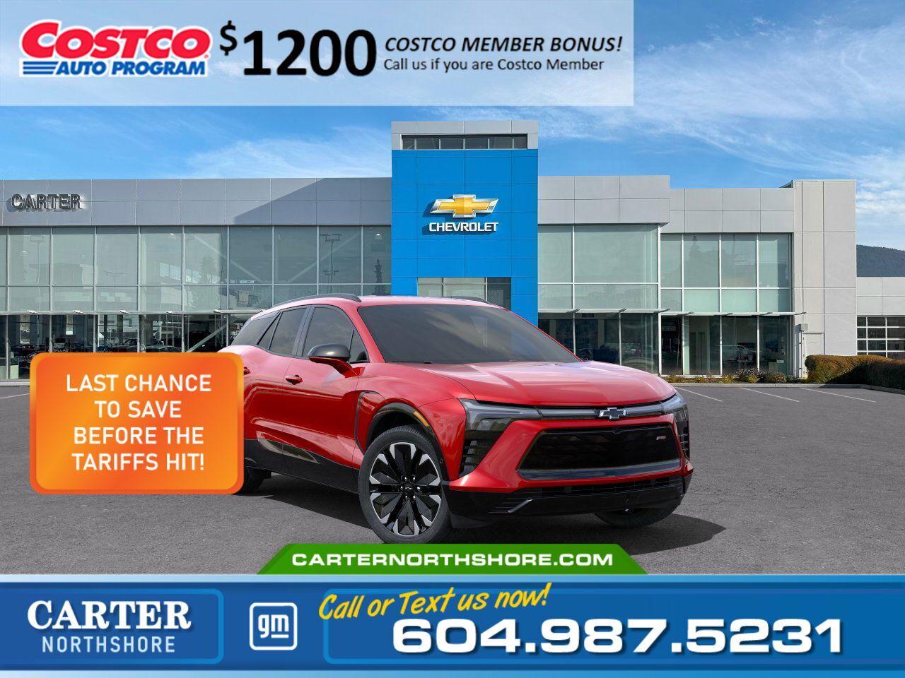 New 2024 Chevrolet Blazer EV AWD RS PKG | Costco Members get $1,200 Discount for sale in North Vancouver, BC